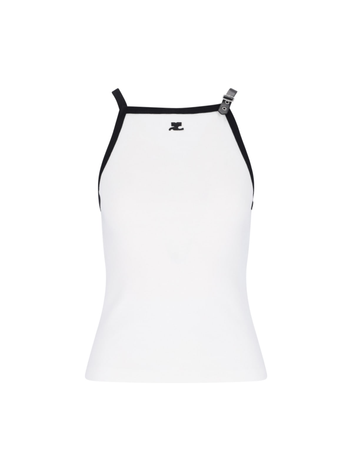 Courrèges Courreges Buckle Contrast Tank Top White In White