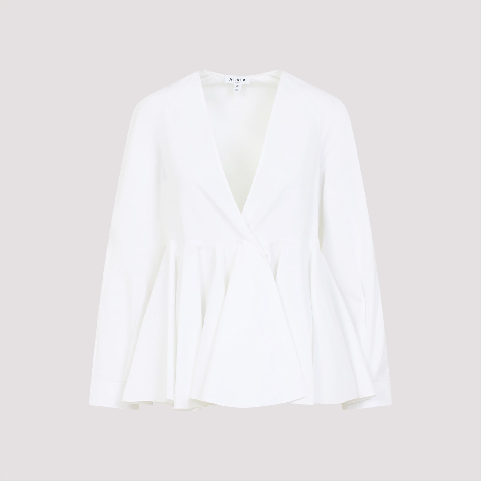 Alaïa Flare Cotton Shirt Pleated Hem In Blanc