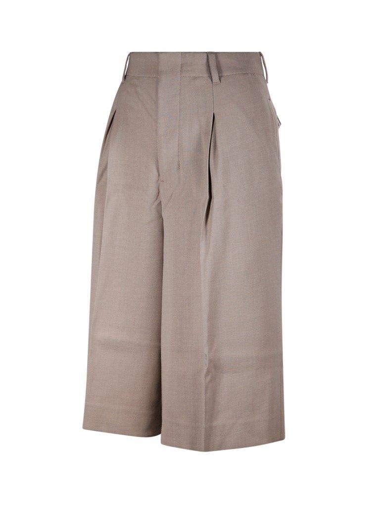 Ami Alexandre Mattiussi Paris Faille High Waisted Knee-length Shorts In Lighttaupe