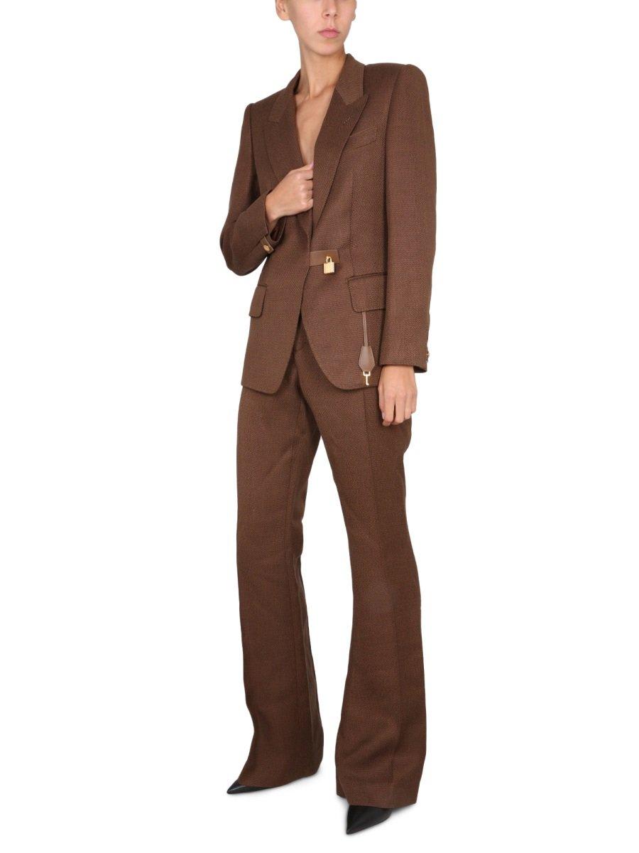 Shop Tom Ford Padlock Single-breasted Blazer In Brown