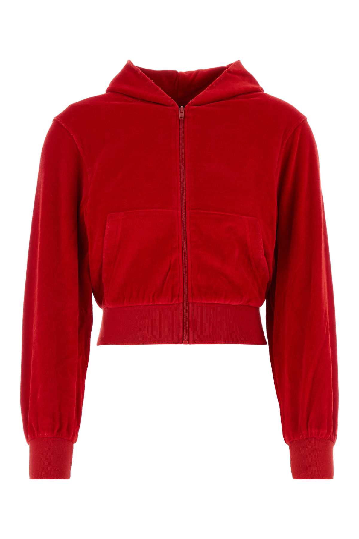 Shop Balenciaga Red Velvet Sweatshirt