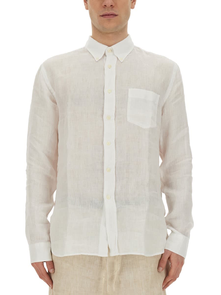 Shop 120% Lino Regular Fit Shirt In White