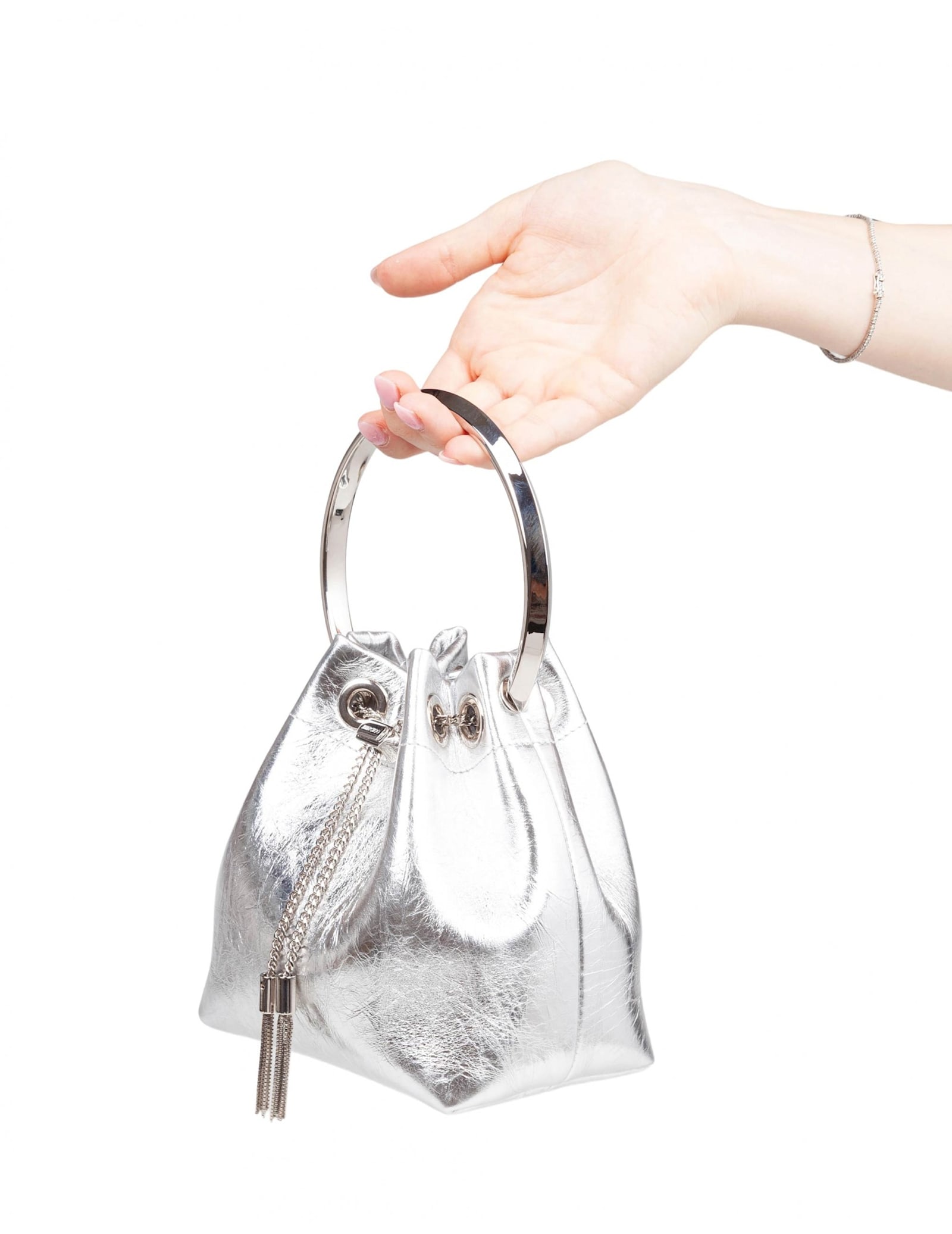 Jimmy Choo Bon Bon Bon Bon Bon In Leather In Silver