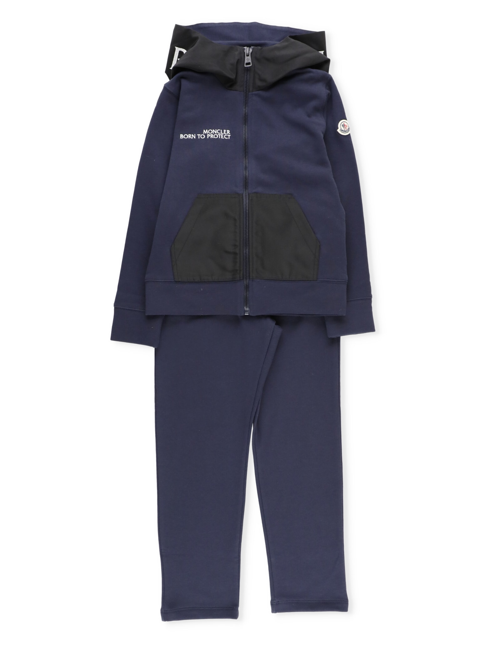 Moncler Kids' Two-piece Tracksuit With Logo In Blue