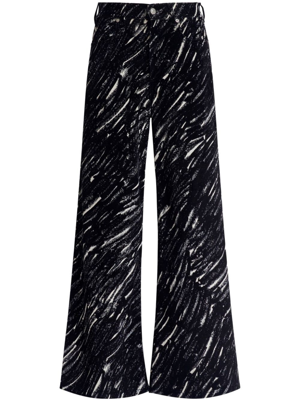 Marni Black Flocked Loose Jeans With Crayon Print In Black