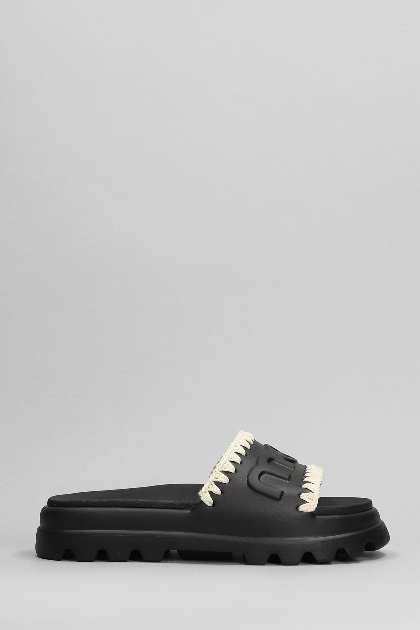 Mou Eva Onepiece Flats In Black Rubber/plasic