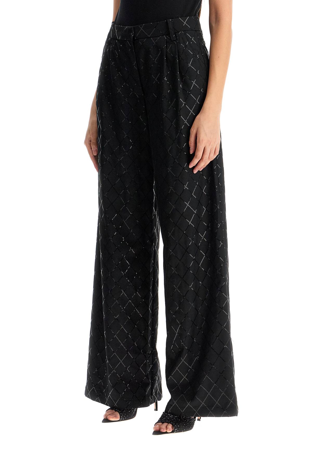 Rotate Birger Christensen Wide Pants With Sequins. In Black (black)