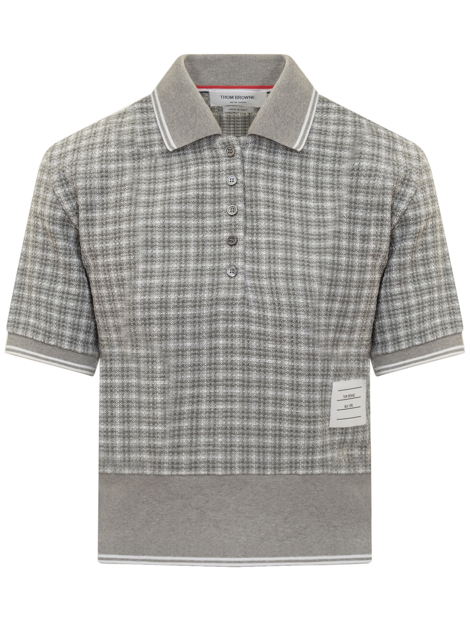 Shop Thom Browne Polo In Med Grey
