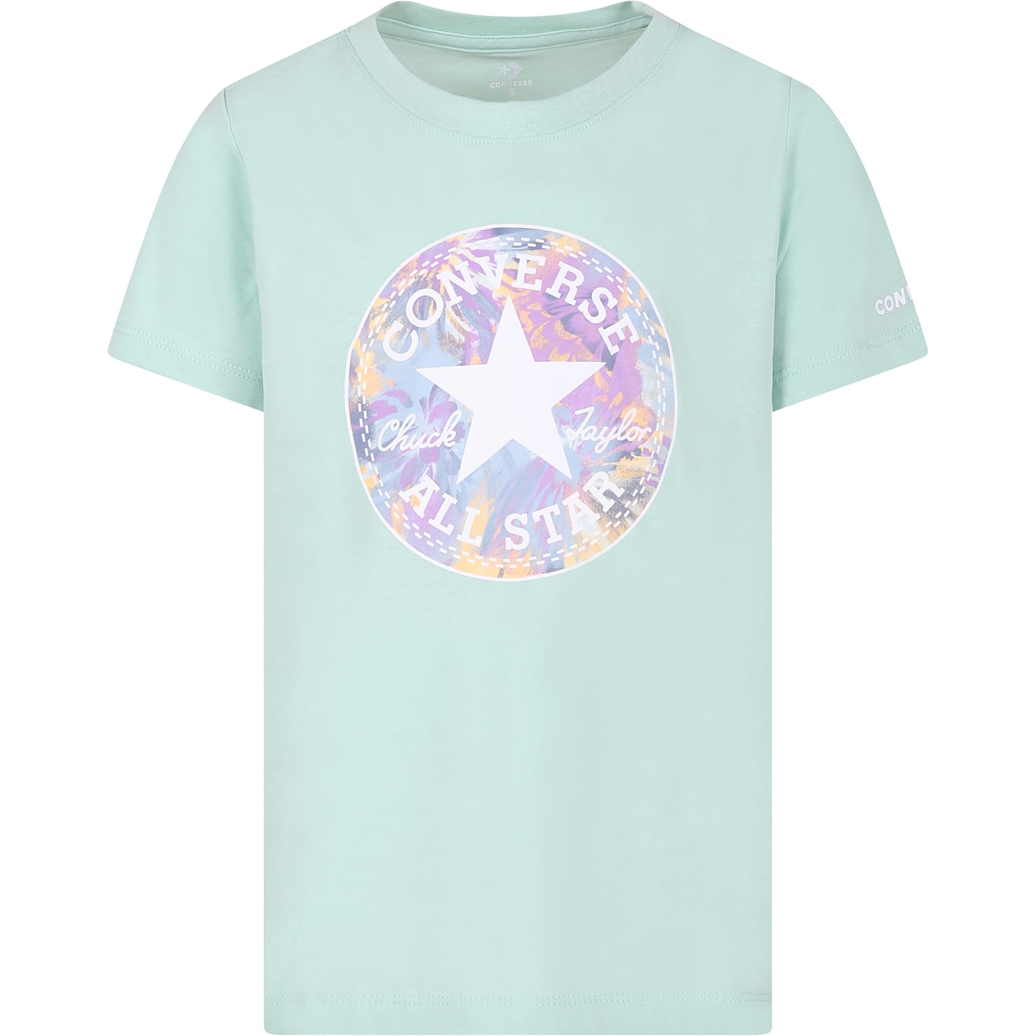 Converse Kids' Green T-shirt For Girl With Logo Print