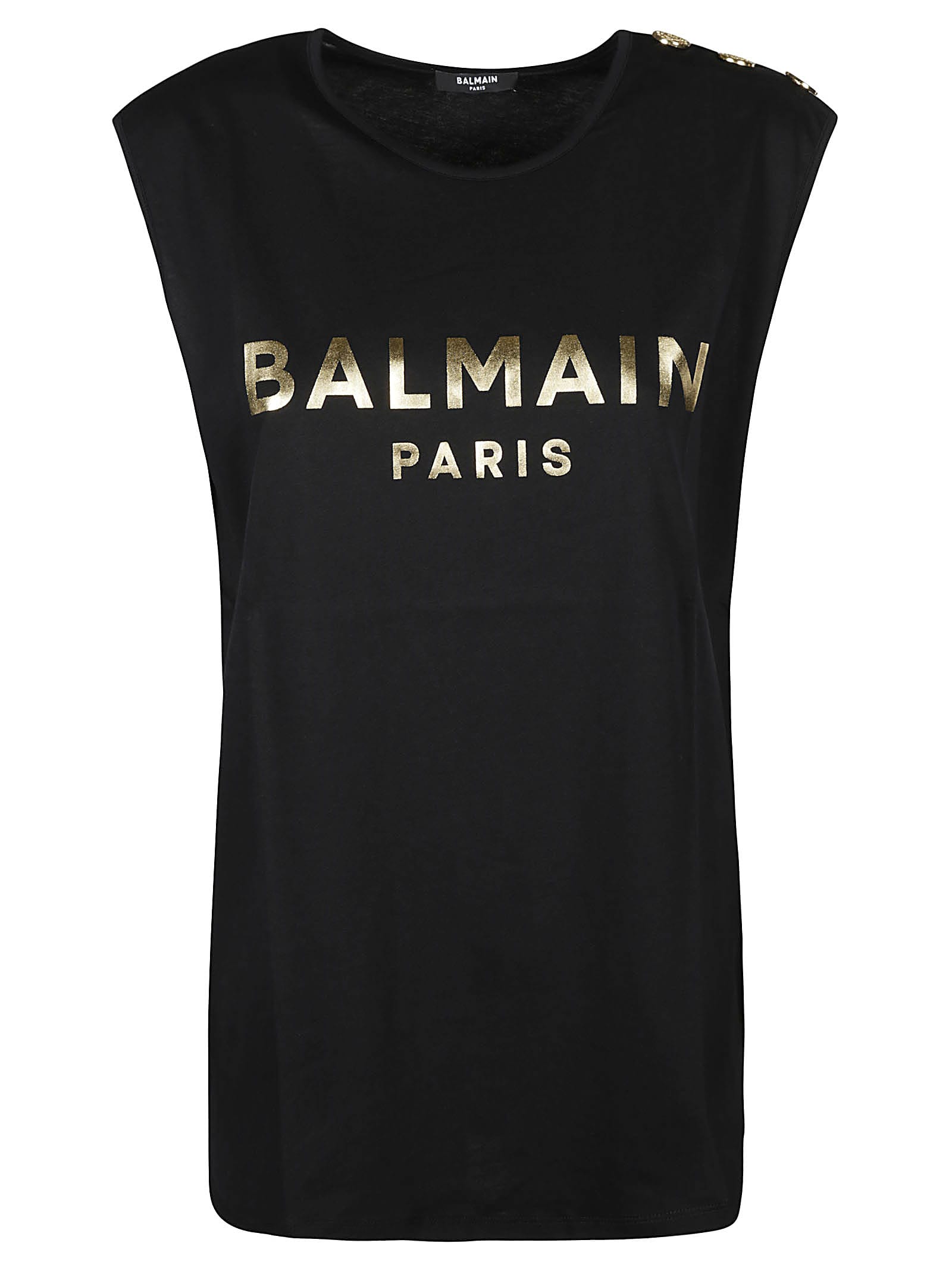 Balmain Button Embellished Logo Sleeveless T-shirt