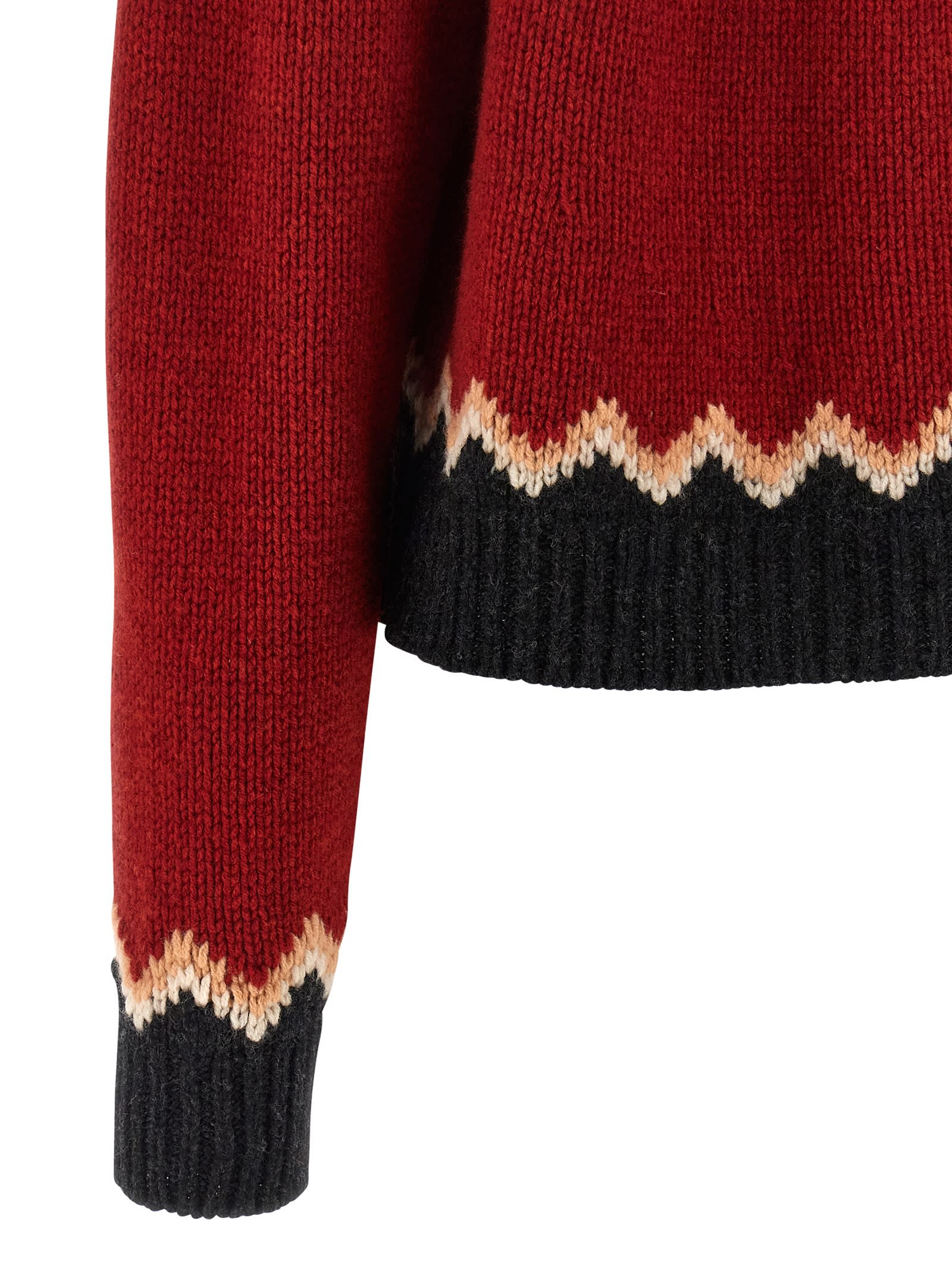 Alanui Cozy Turtleneck Knitwear With Fair Isle Design In Red