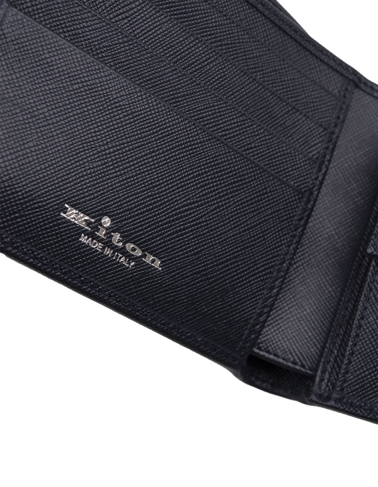 Shop Kiton Blue Leather Wallet With Logo