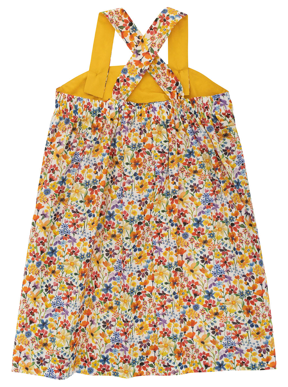 Shop Il Gufo Multicolor Dungaree Dress With All-over Flower Print In Cotton Girl