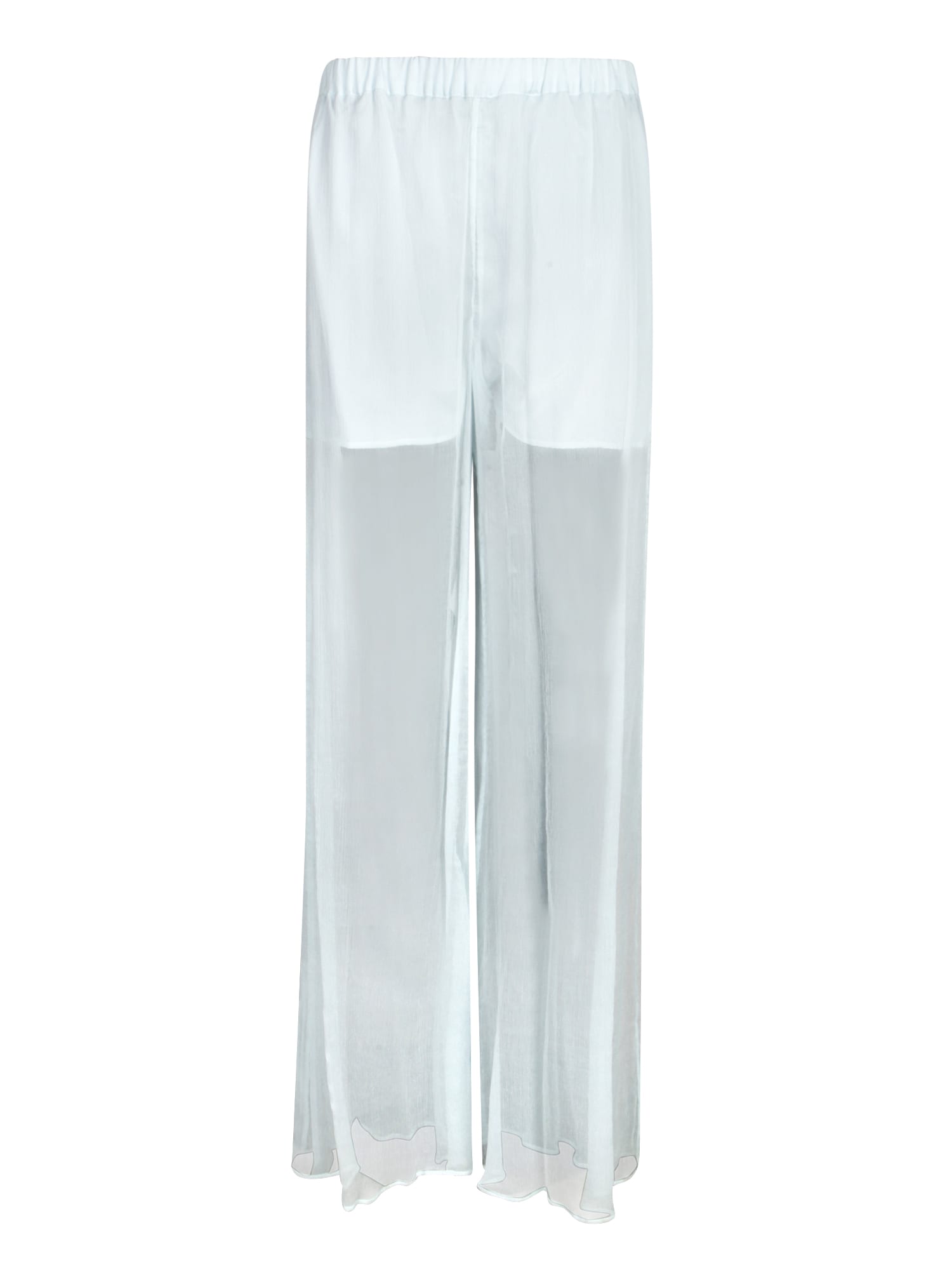 Amen Light Blue Silk Chiffon Pants In Blue