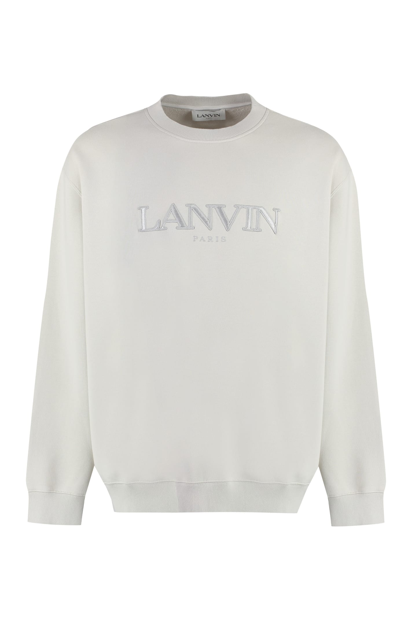 Shop Lanvin Cotton Crew-neck Sweatshirt With Logo In Turtledove