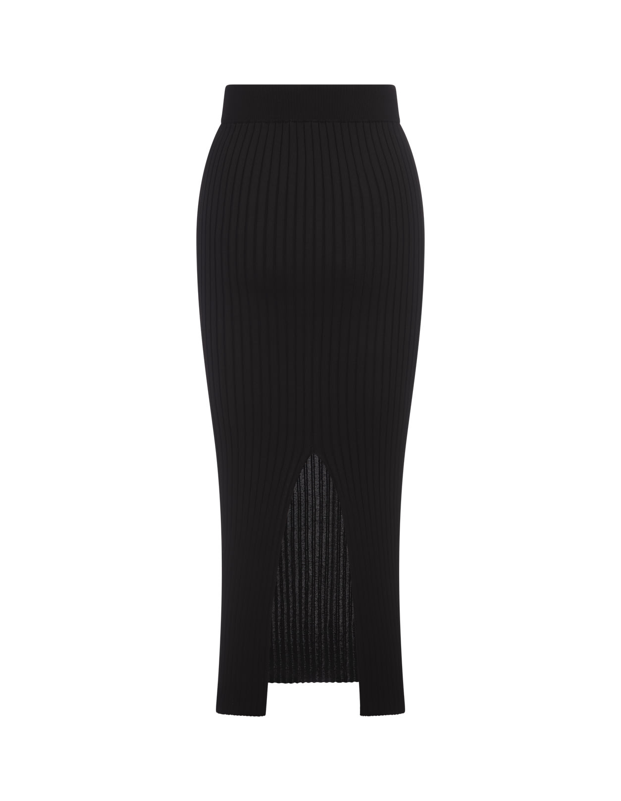 Shop Jil Sander Long Black Ribbed Skirt