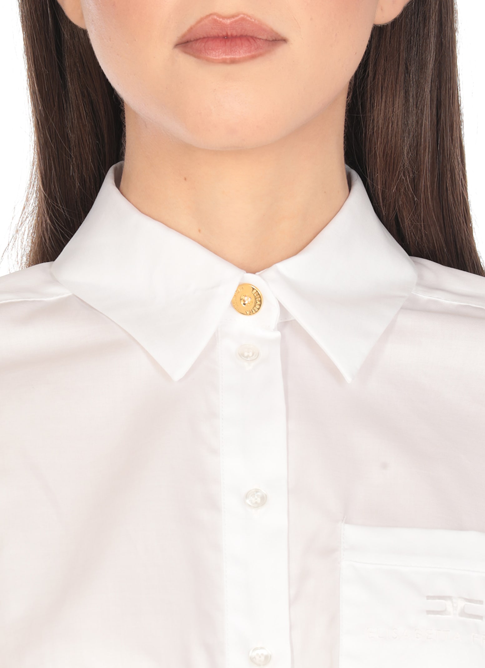 Elisabetta Franchi White Cotton Cropped Shirt