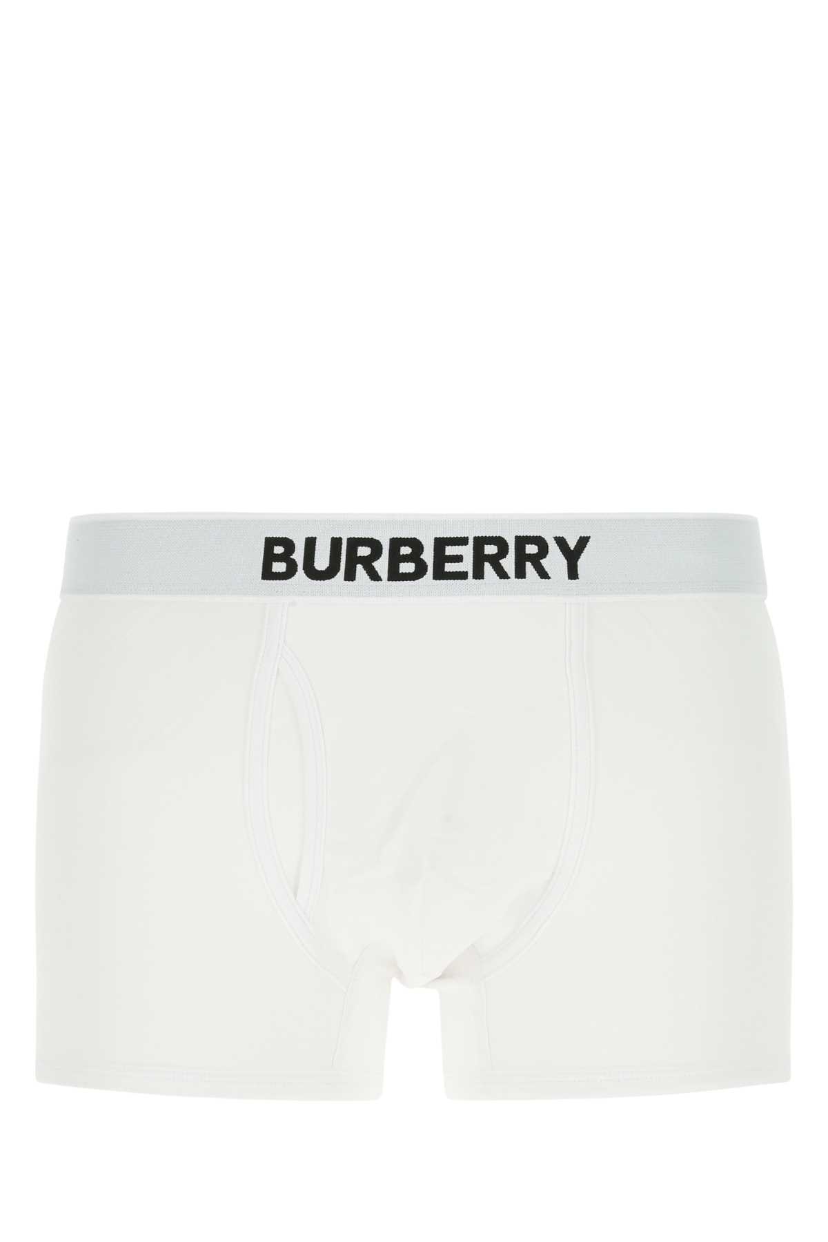 Shop Burberry White Stretch Cotton Boxer
