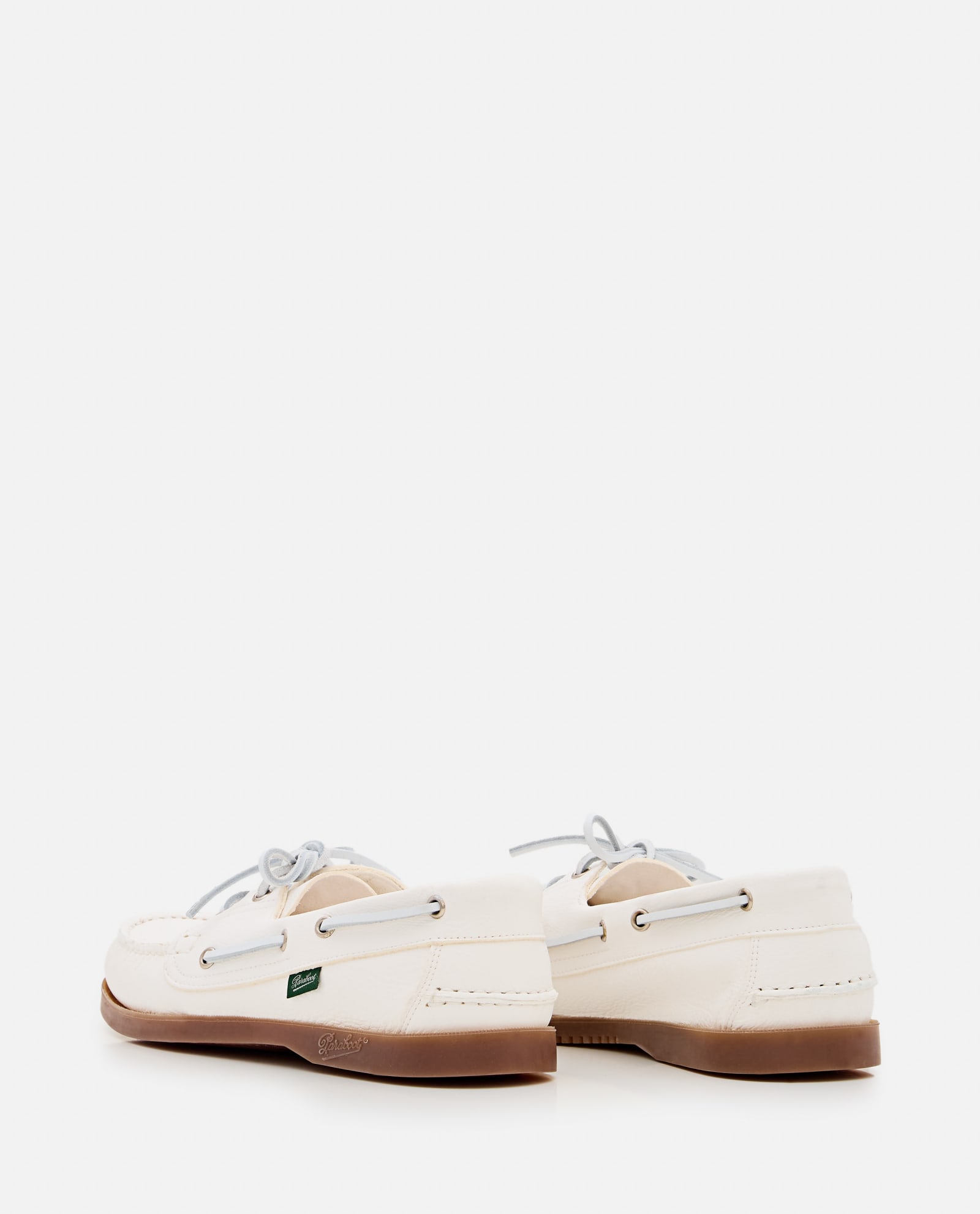 Paraboot Barth White Leather Loafers With Durable Rubber Sole In White