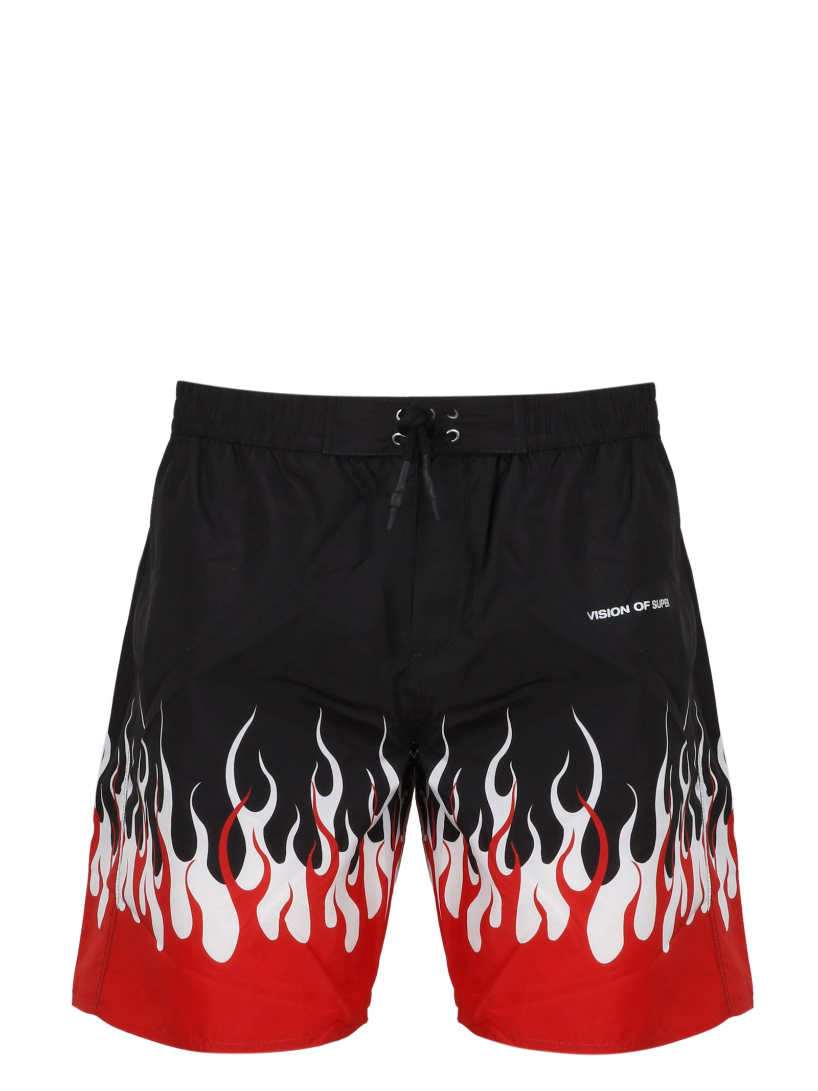 VISION OF SUPER DOUBLE FLAMES SWIMSHORTS,VOS/SWIMFLRED BLACK