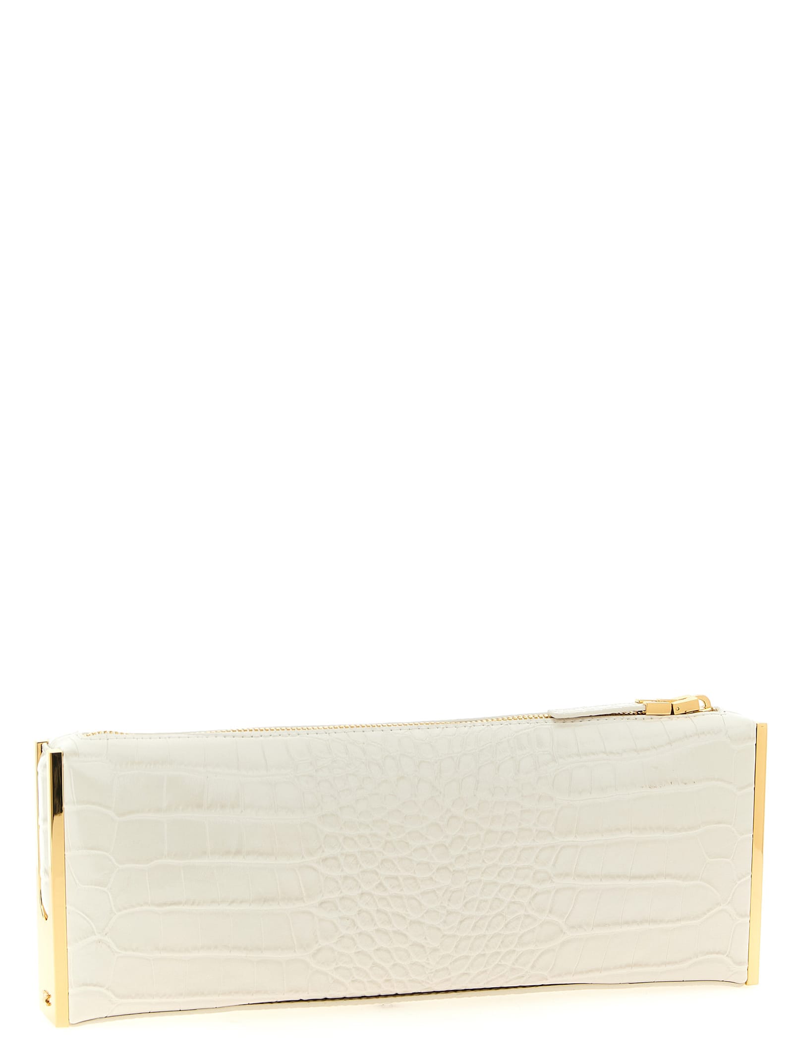 Elisabetta Franchi Baguette Clutch In White