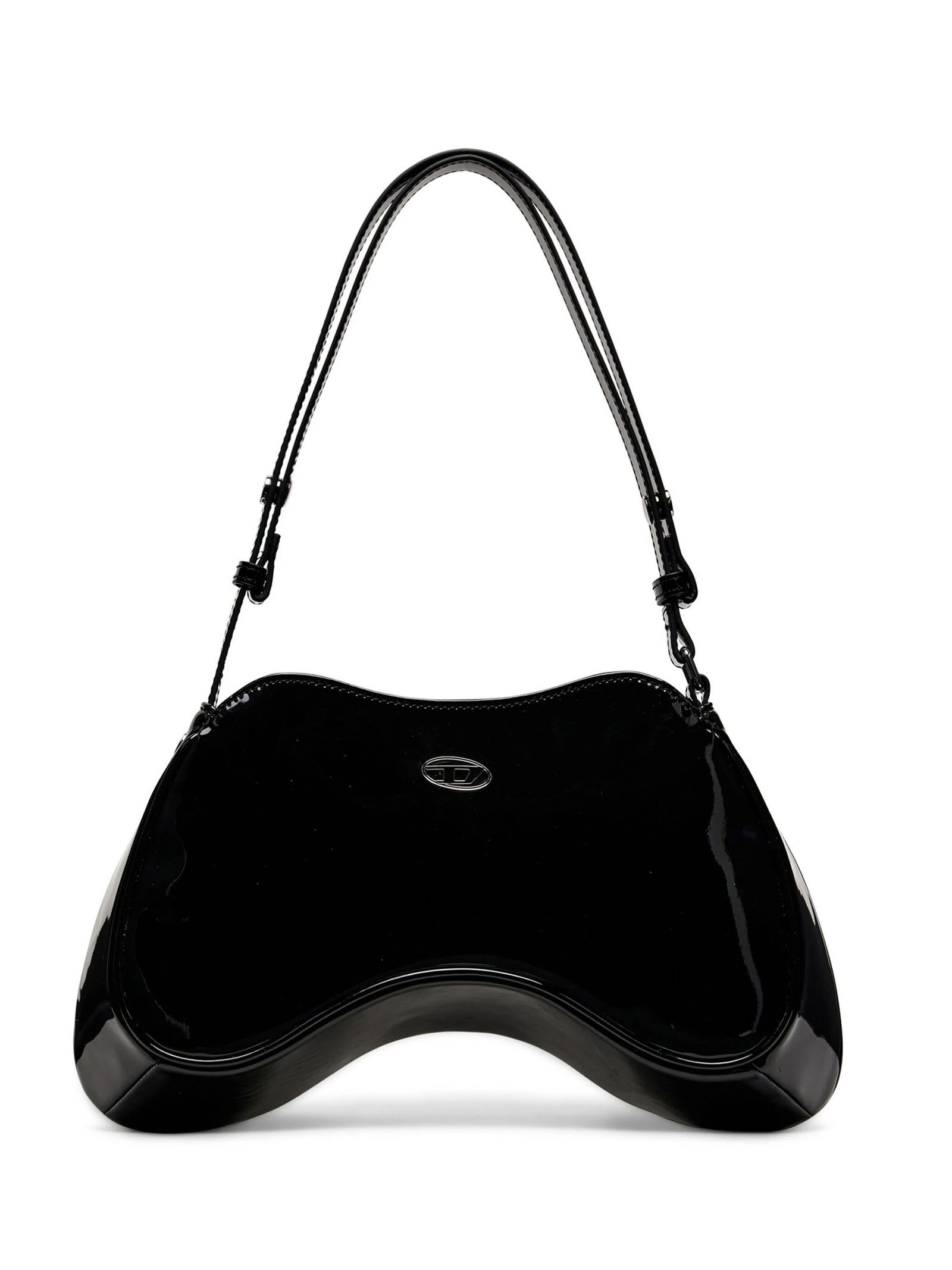 Shop Diesel Black Play Glossy Tote Bag