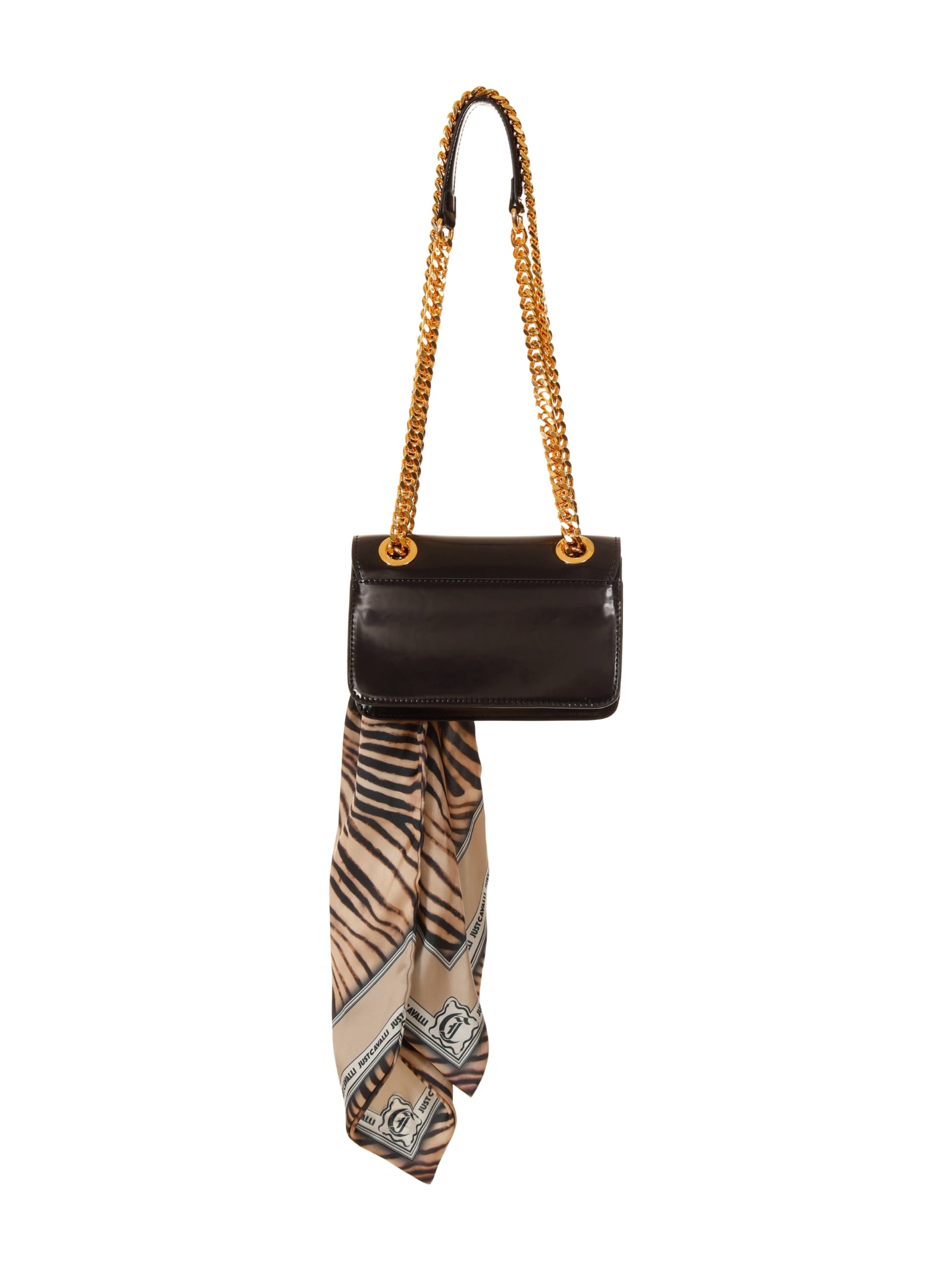 Just Cavalli Shoulder Bag With Foulard In Black