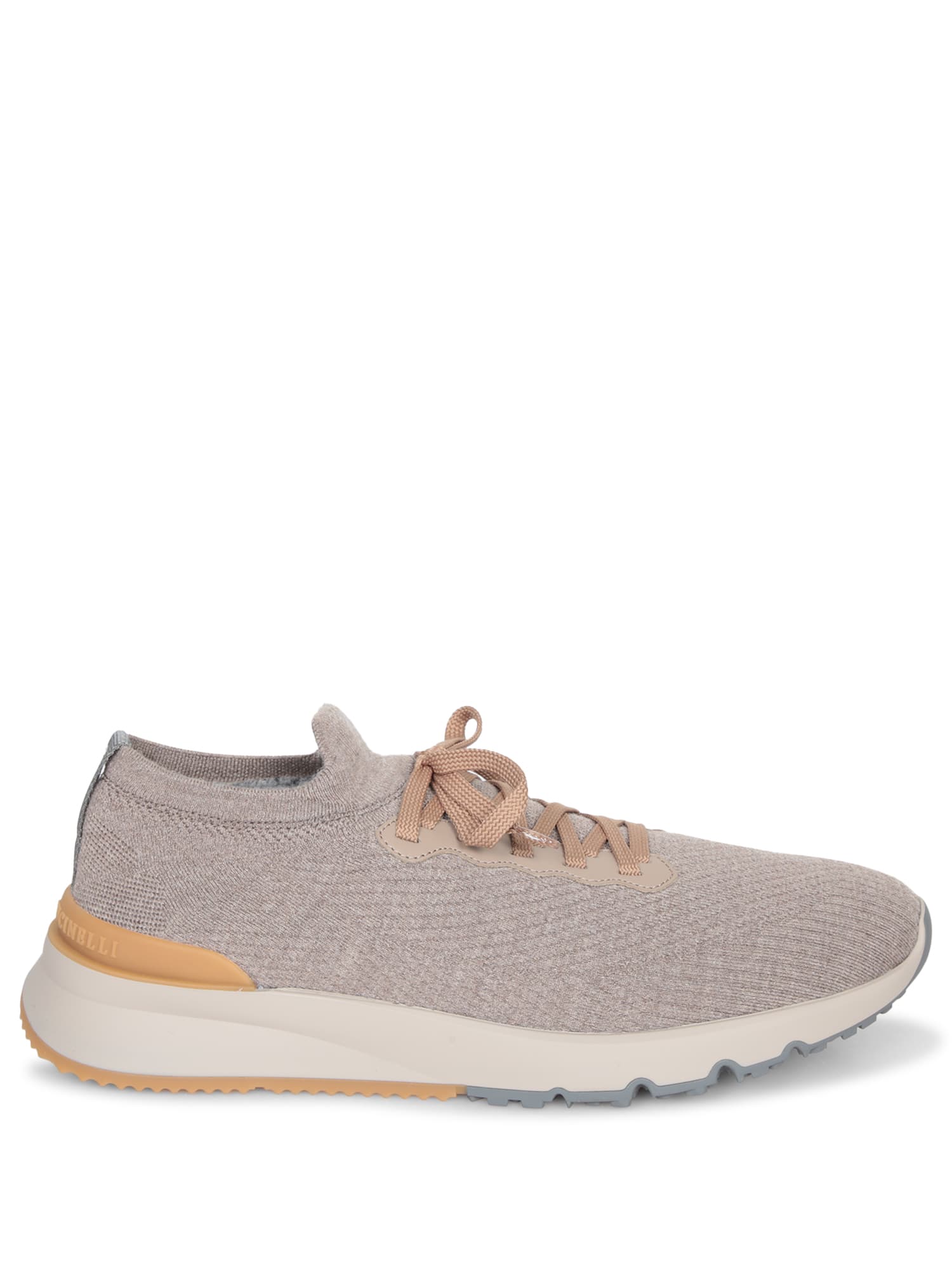 Brunello Cucinelli Taupe Wool Knit Sneakers In Neutral