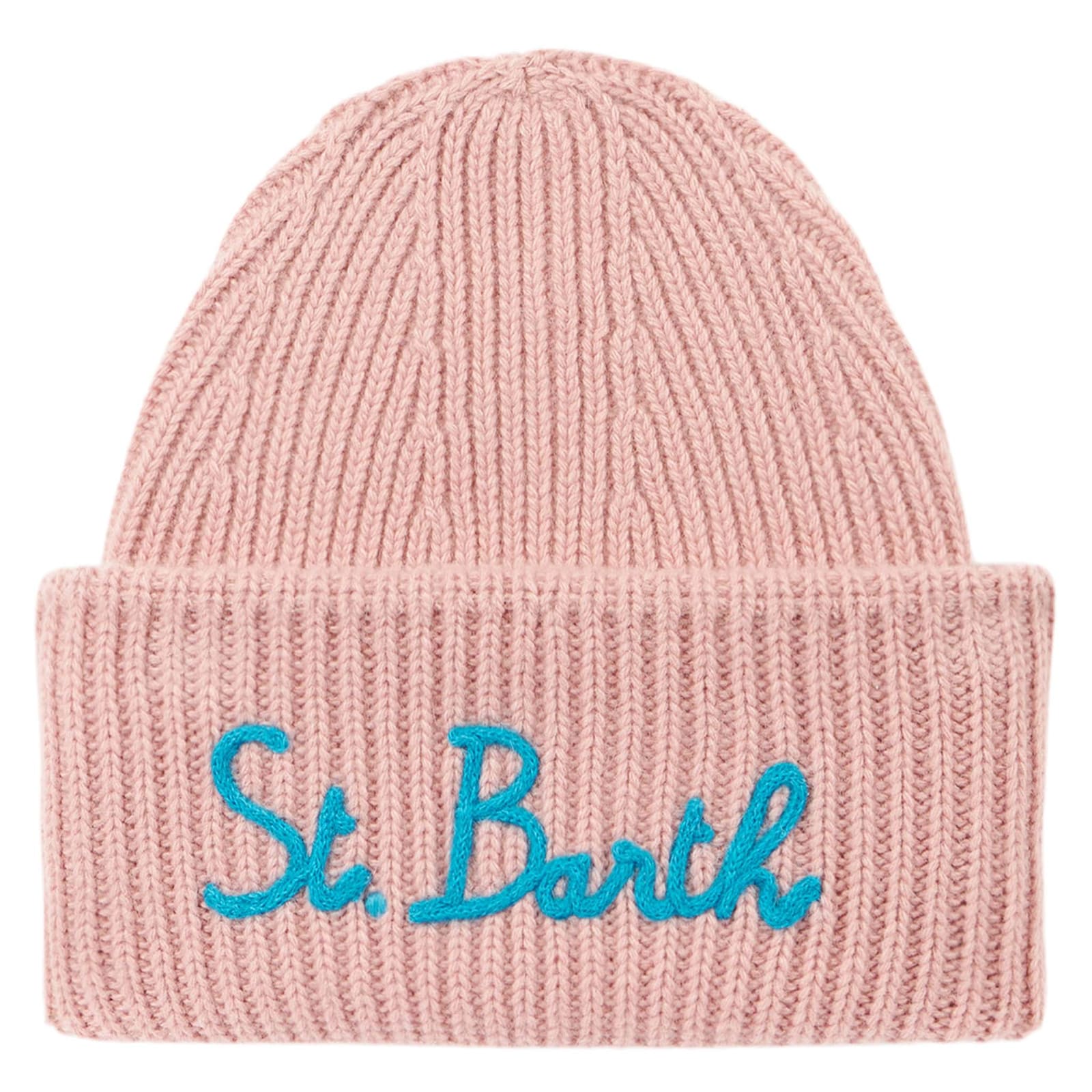 Woman Knit Beanie With St. Barth Embroidery