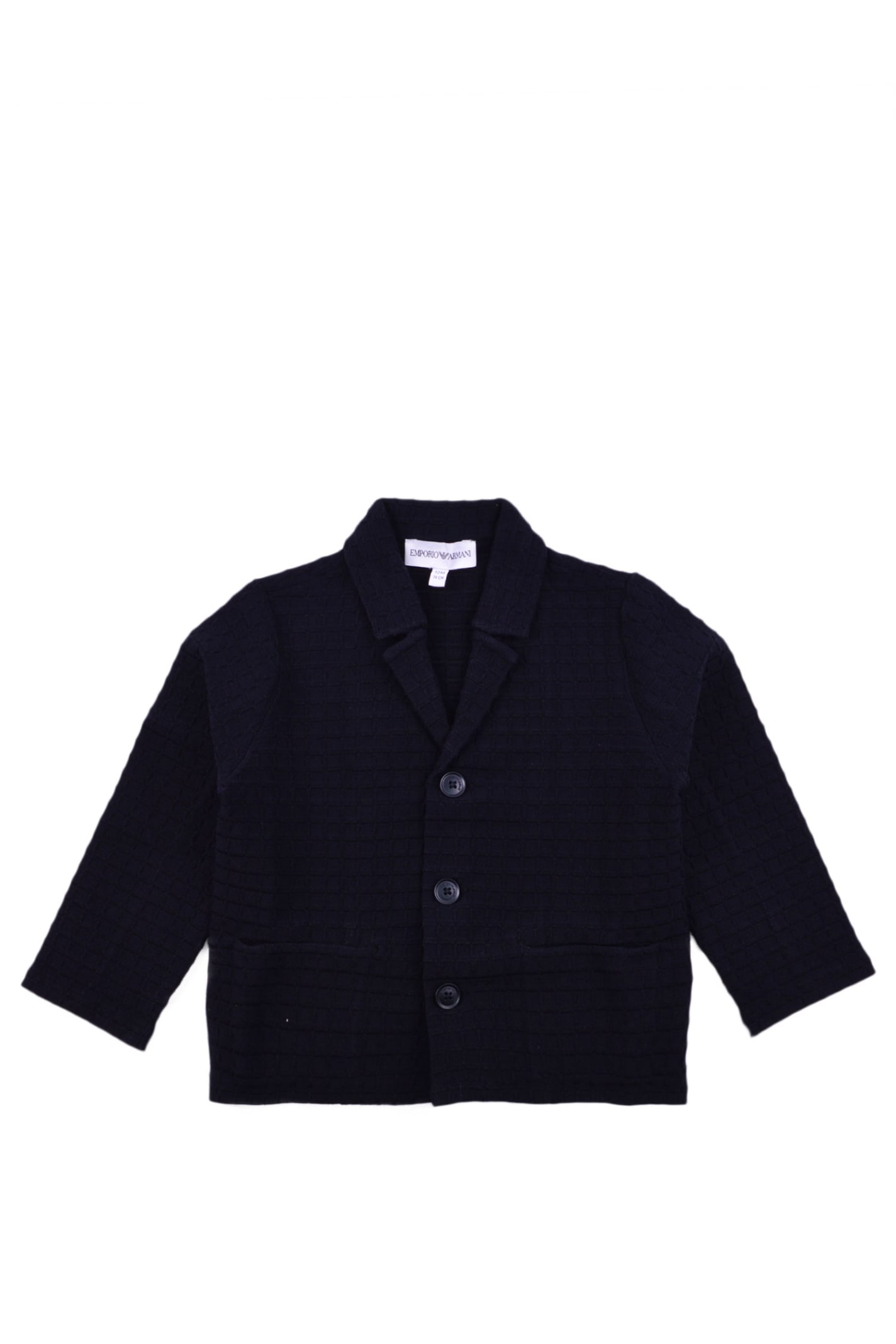 Shop Emporio Armani Single-breasted Cotton Jacket In Blue