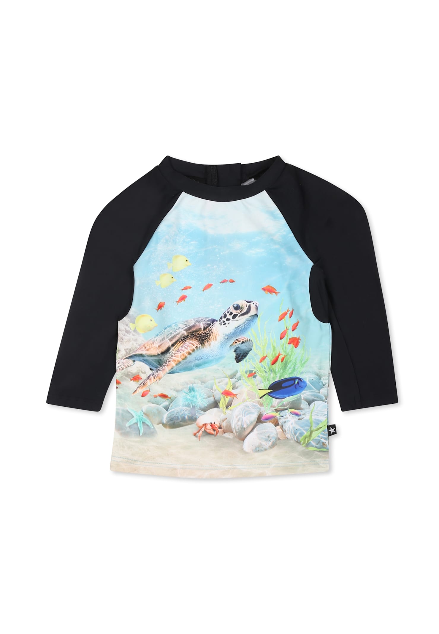 Molo Light Blue Anti-uv T-shirt For Baby Boy With Ocean Print In Multicolor