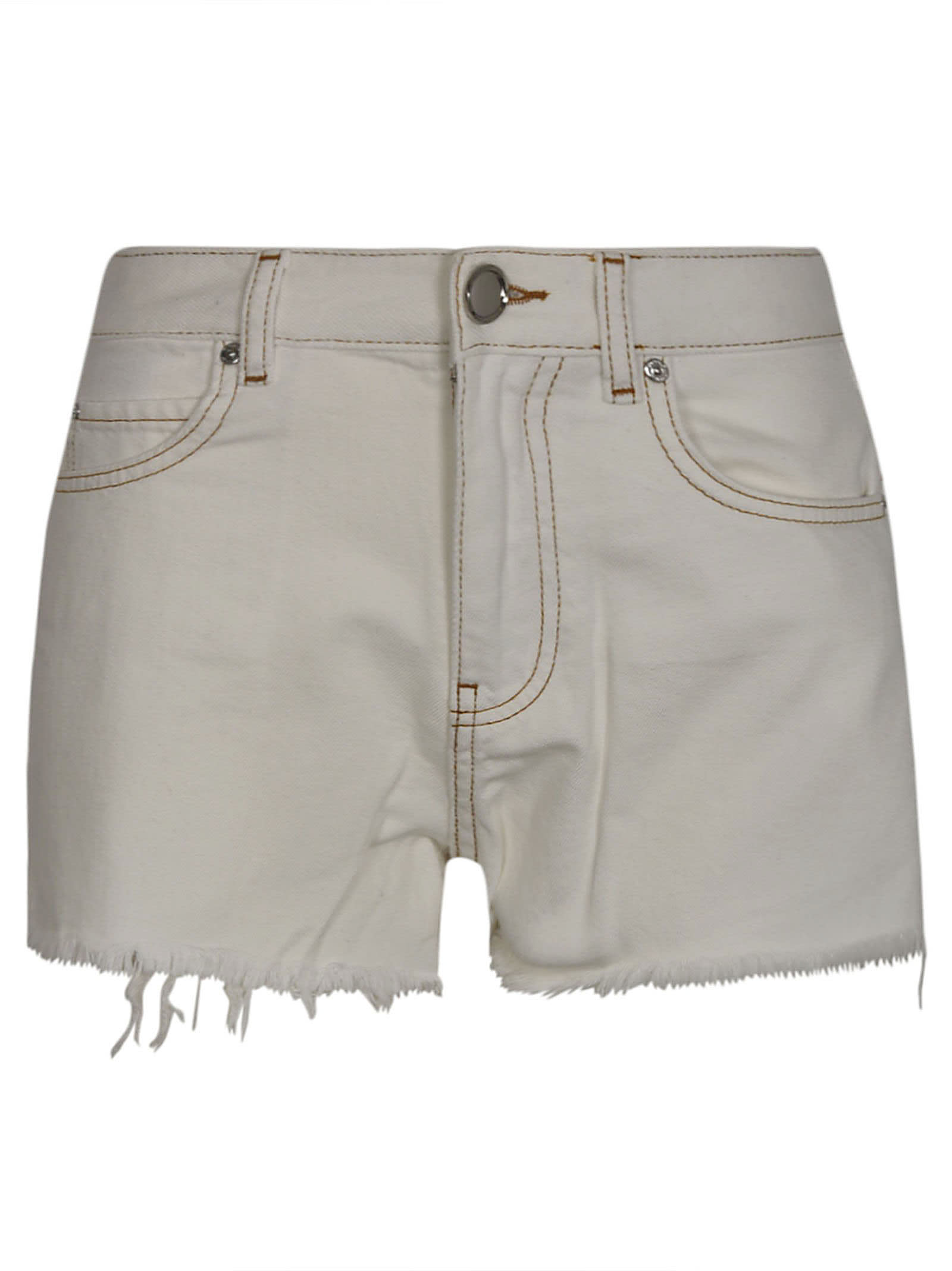 Shop Pinko White Cotton Shorts In Bianco Biancaneve