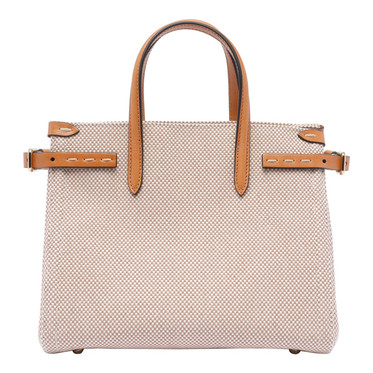 Valentino Antibes Canvas Handbag Structured Shape Buckle In Beige