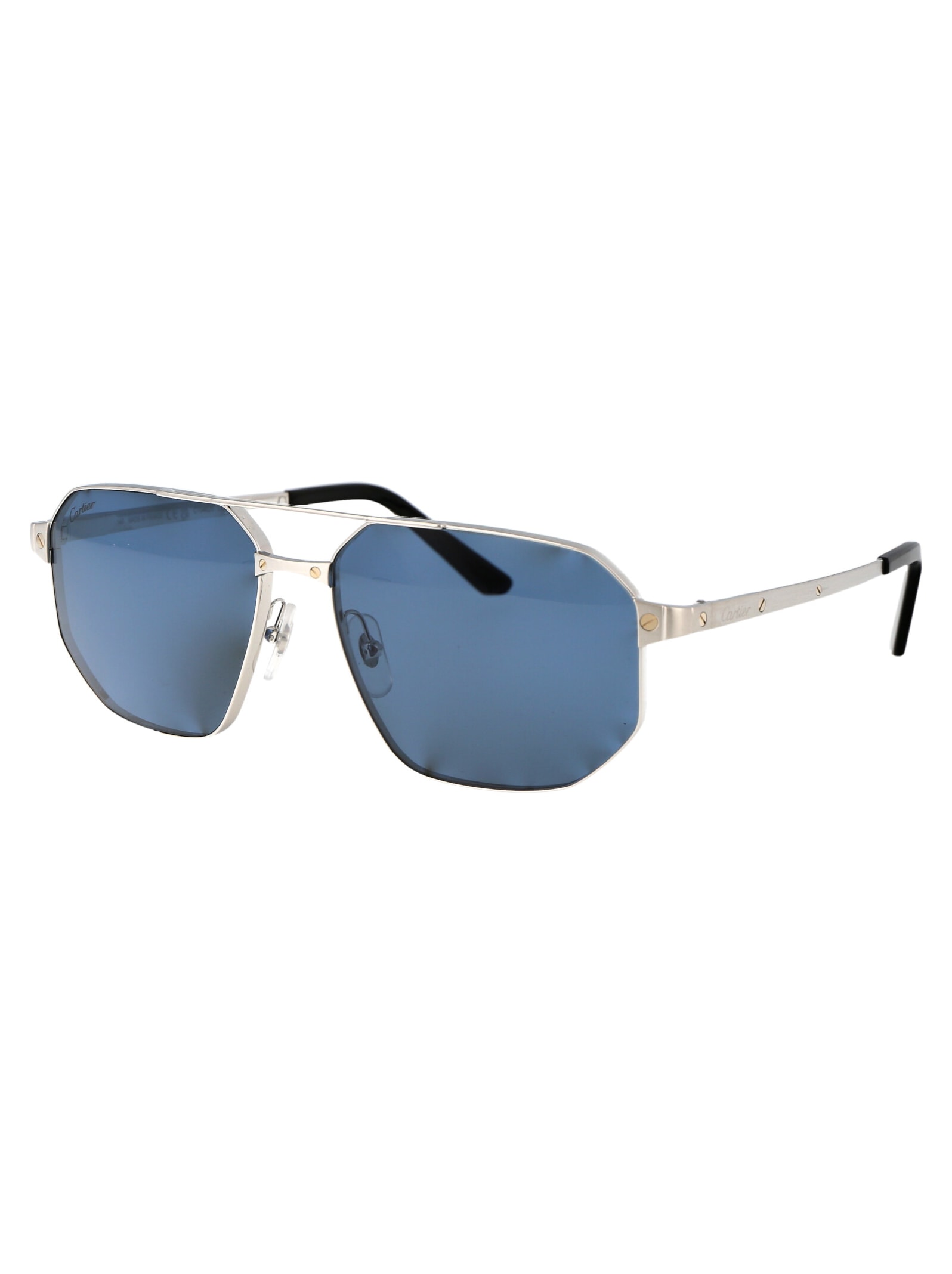 Shop Cartier Ct0462s Sunglasses In 002 Silver Silver Blue