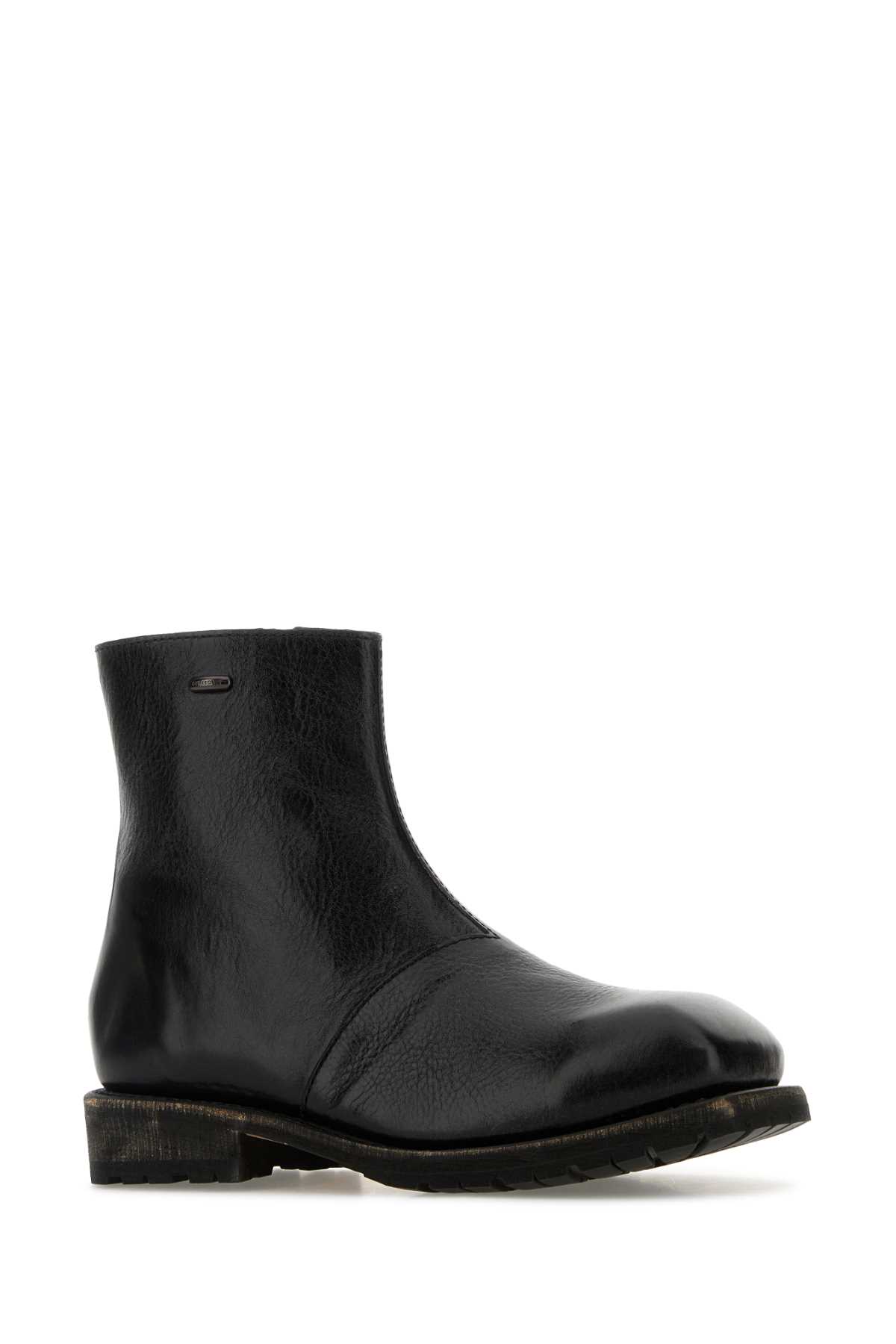 Our Legacy Black Leather Engine Ankle Boots In Black