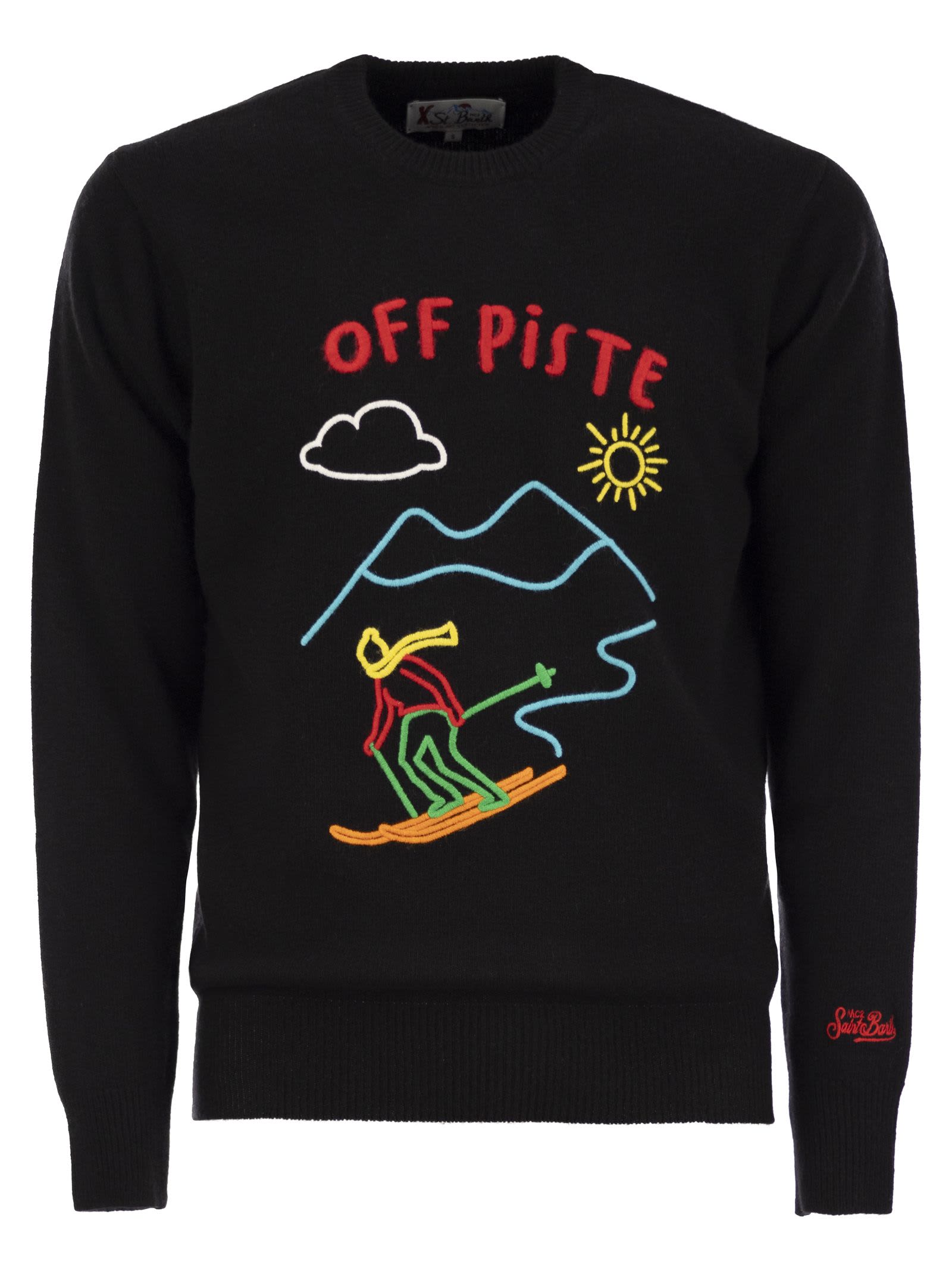 Mc2 Saint Barth Off Piste Wool And Cashmere Blend Sweater In Black