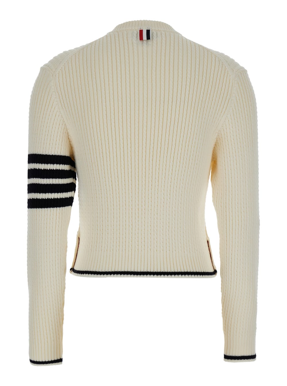 Shop Thom Browne White Sweater With 4-bar Detail In Knit Woman