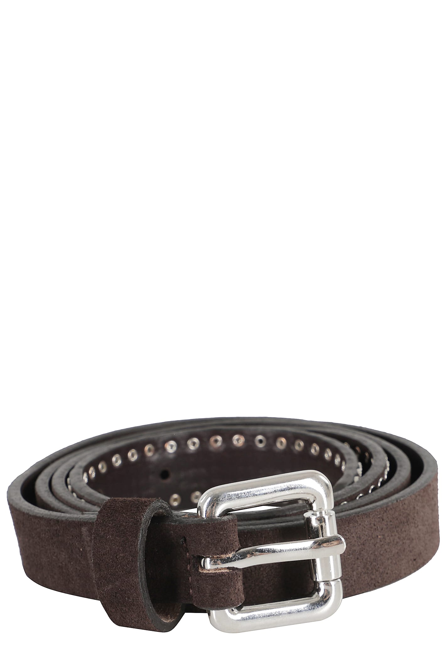 Tela Rick Belt With Studded Applications In Canvas And Suede In Brown