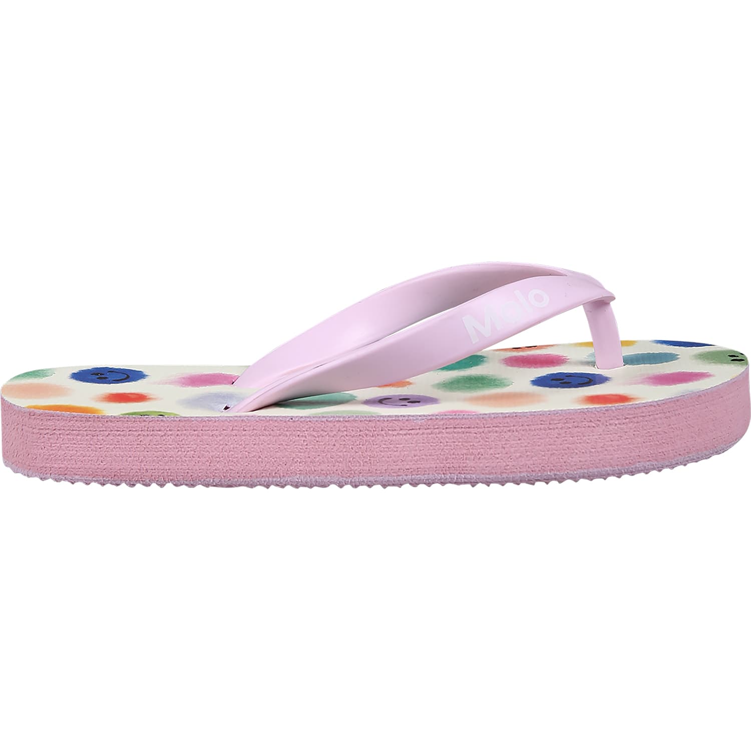 Molo Kids' Pink Flip Flops For Girl With Smile In Multicolor