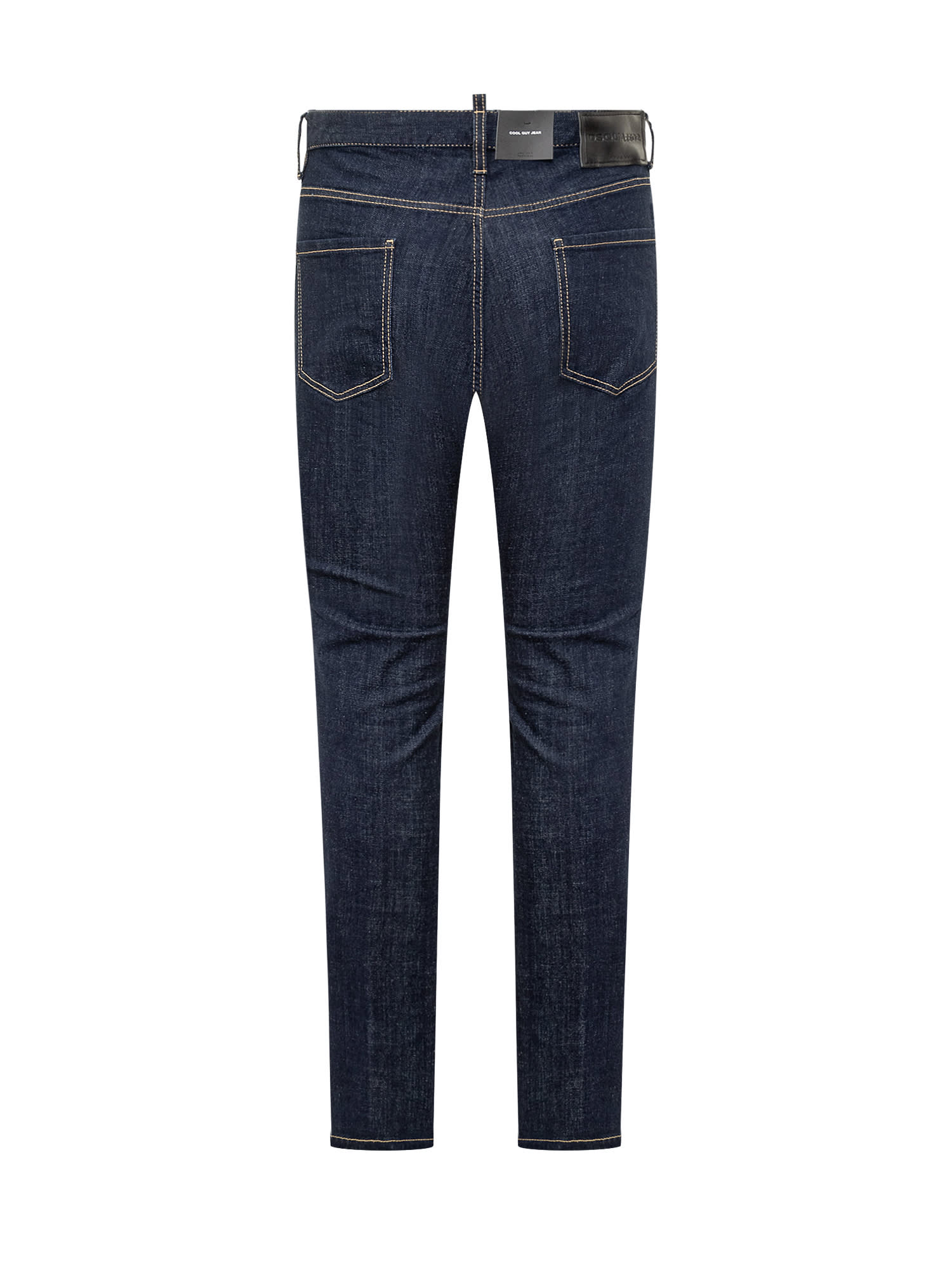 Dsquared2 Blue Jeans With Contrast Stitching And Logo Patch On The Back In Denim Man In Navy Blue