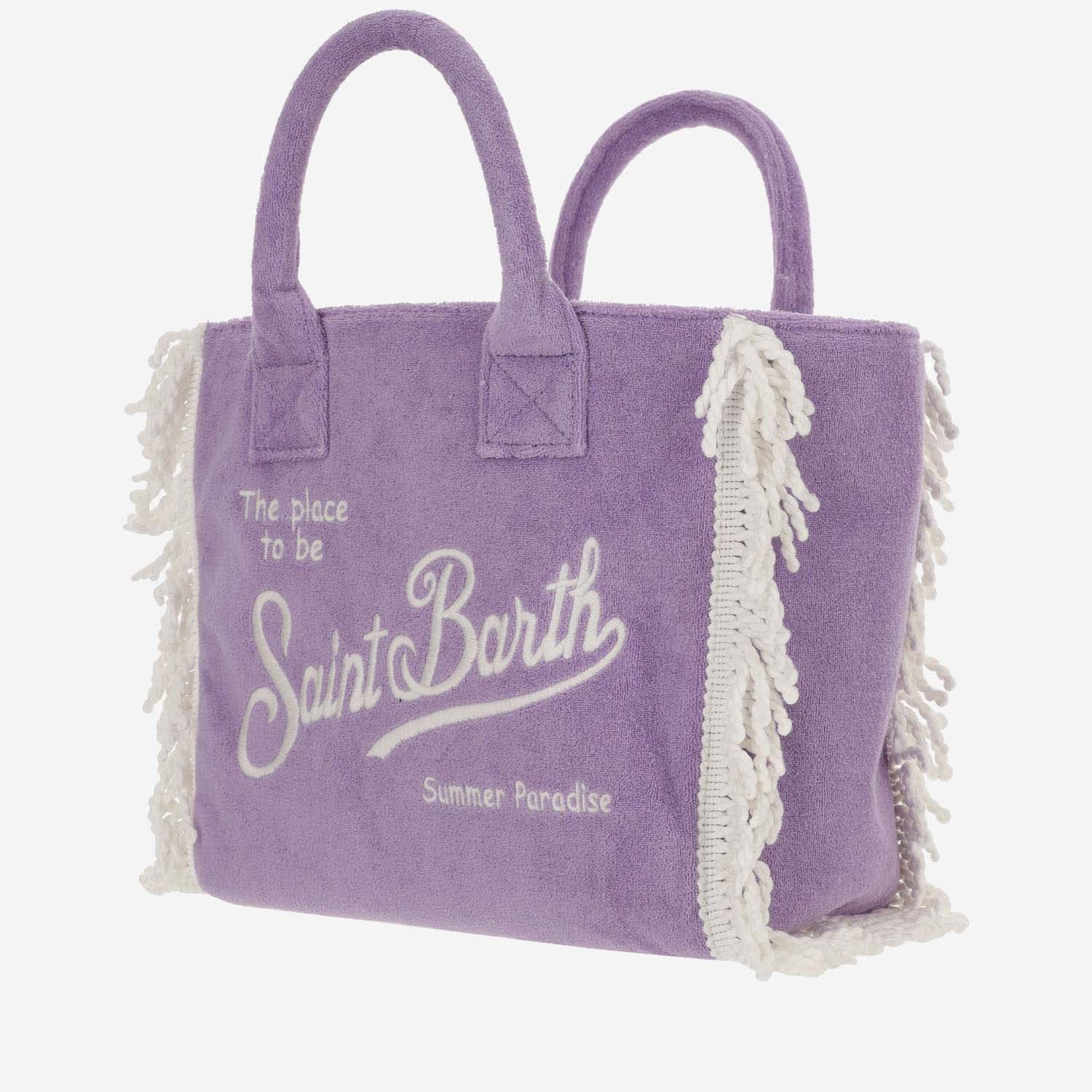Shop Mc2 Saint Barth Colette Terry Tote Bag With Embroidery In Purple