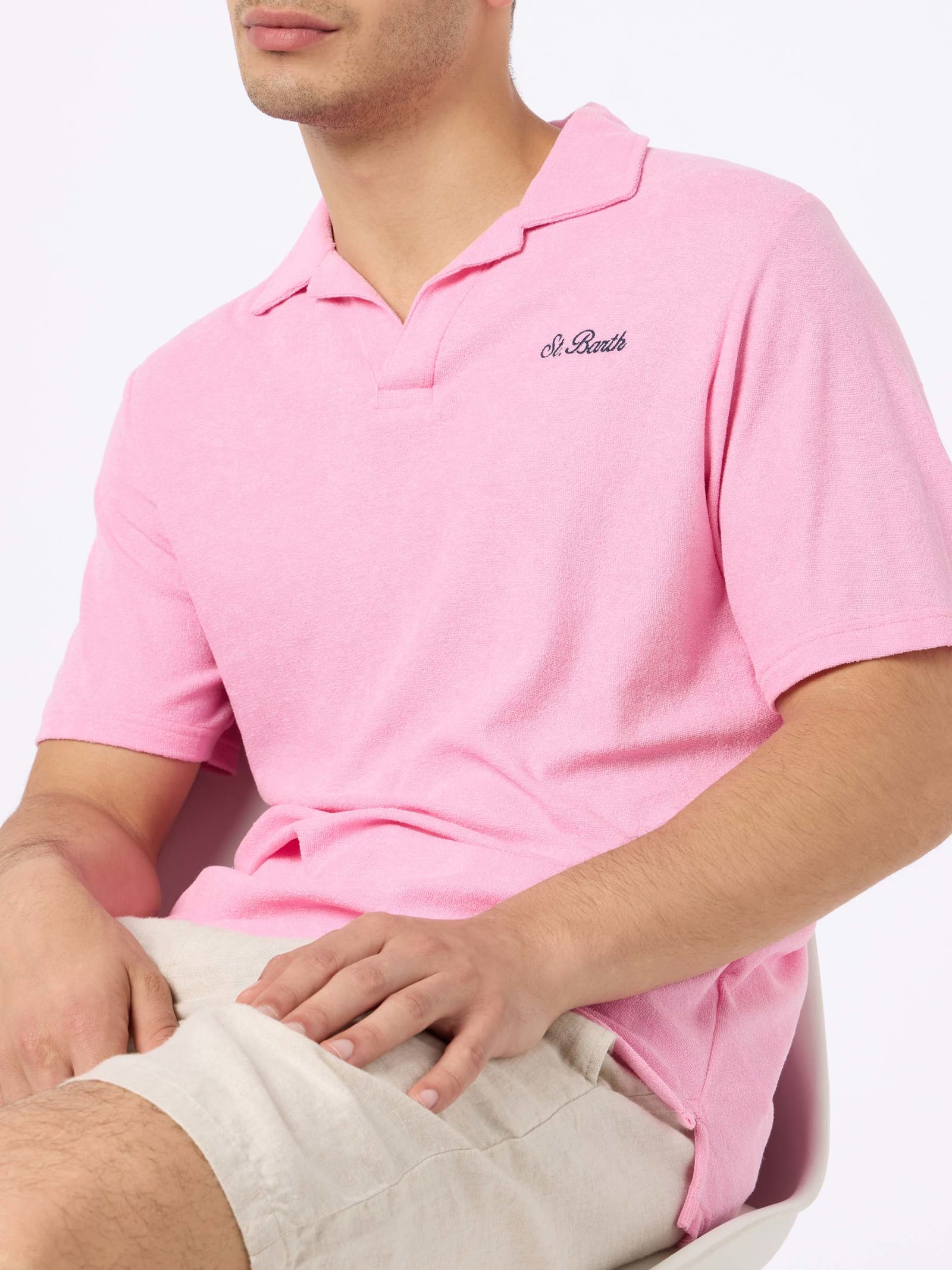 Man Pink Terry Polo Shirt Jeremy