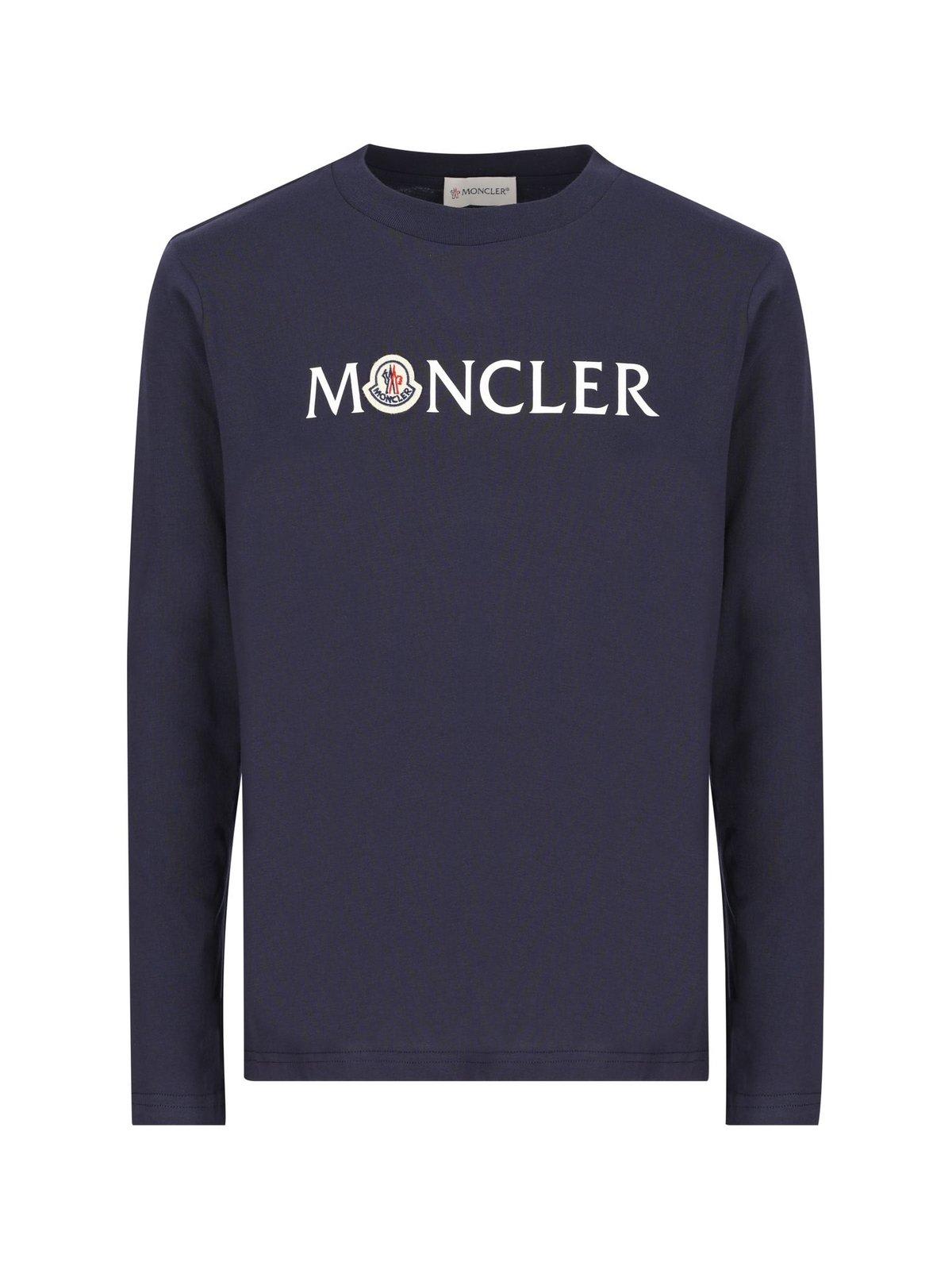 Shop Moncler Logo-patch Long-sleeved Crewneck T-shirt