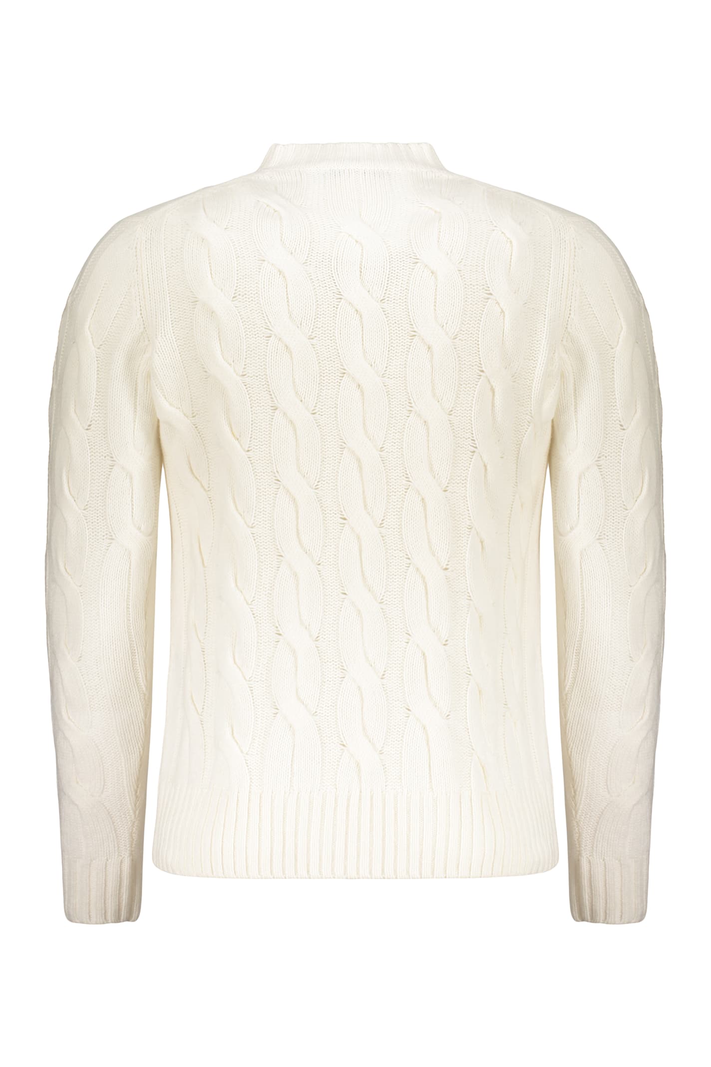 Moorer Sweater With An Elegant Cable Knit Pattern In White