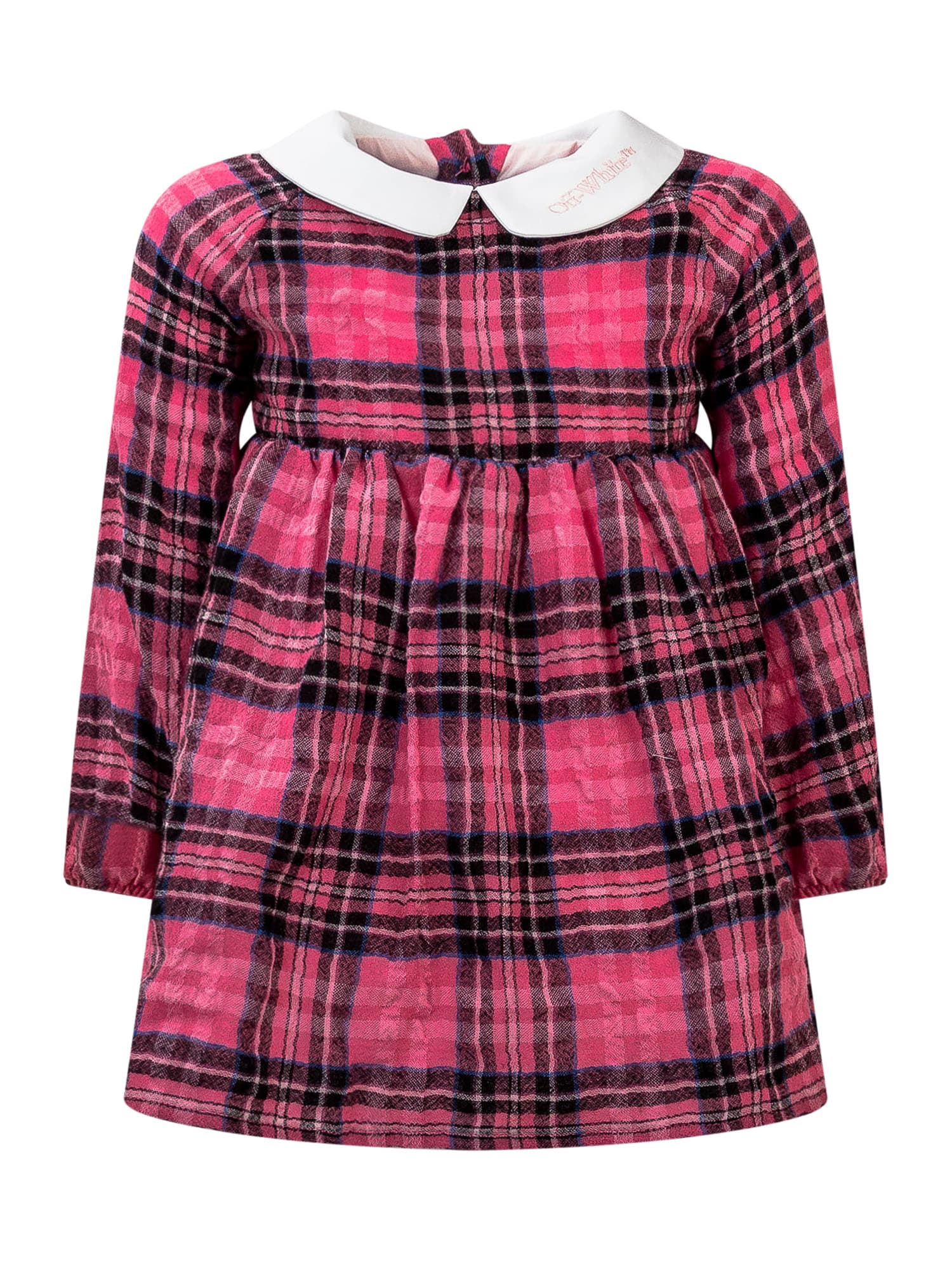 Off-white Babies' Plaid Dress In Fuchsia Pink