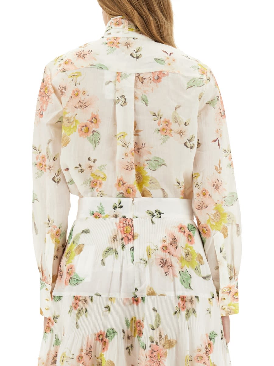 Shop Zimmermann Blouse With Floral Pattern In Pink