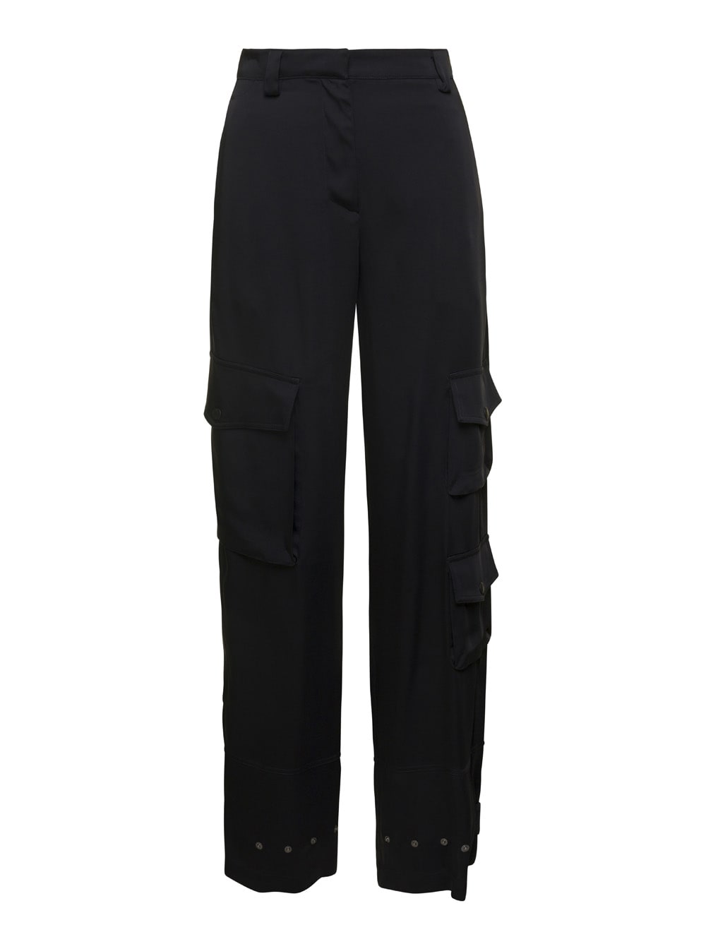 Pt01 Giselle Cargo Trousers Fluid Mat Viscose In Black