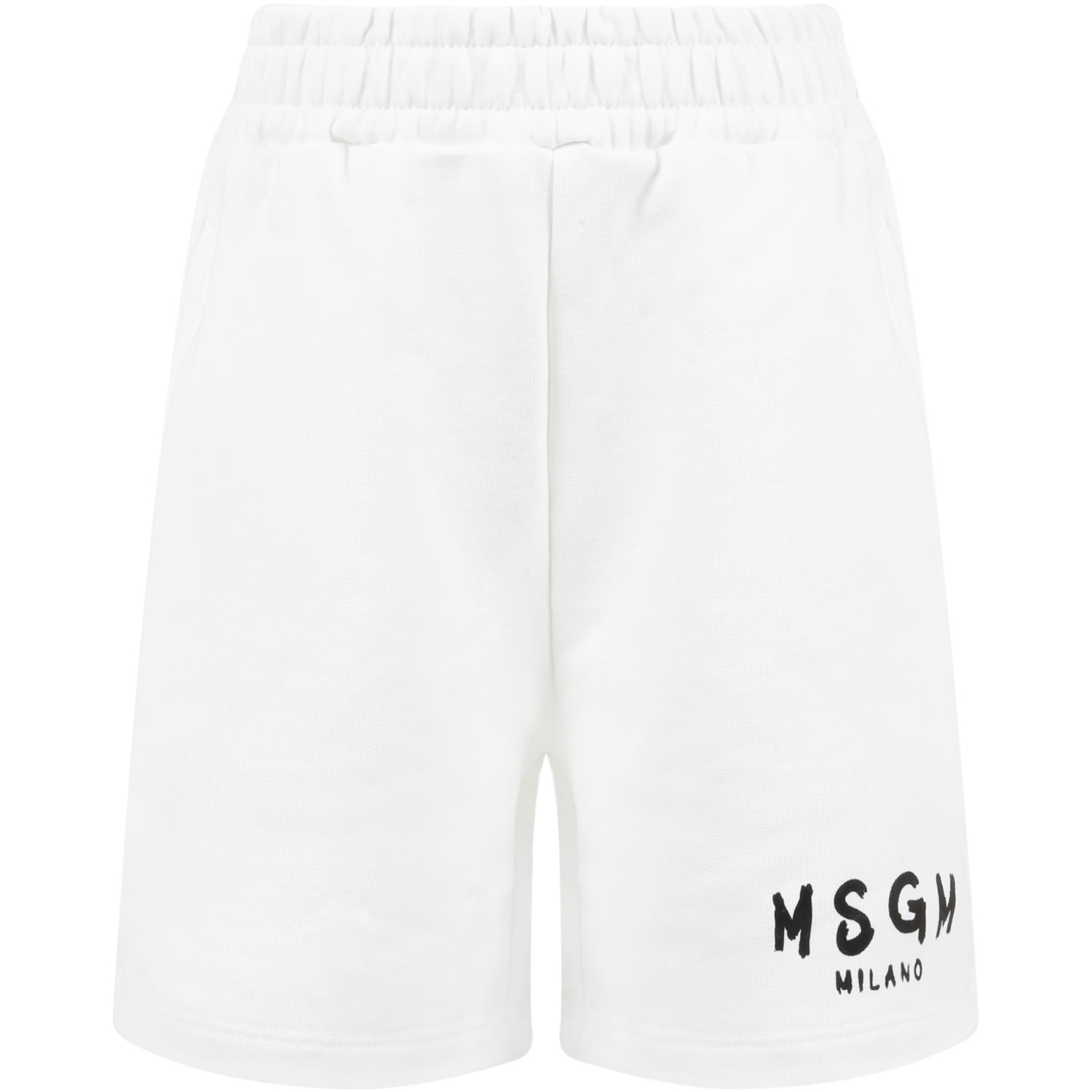 MSGM White Short For Boy With Logo