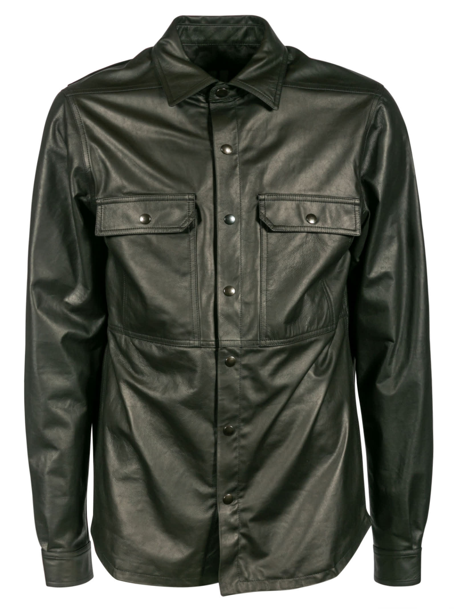 Rick Owens Two Front Pocket Buttoned Leather Jacket