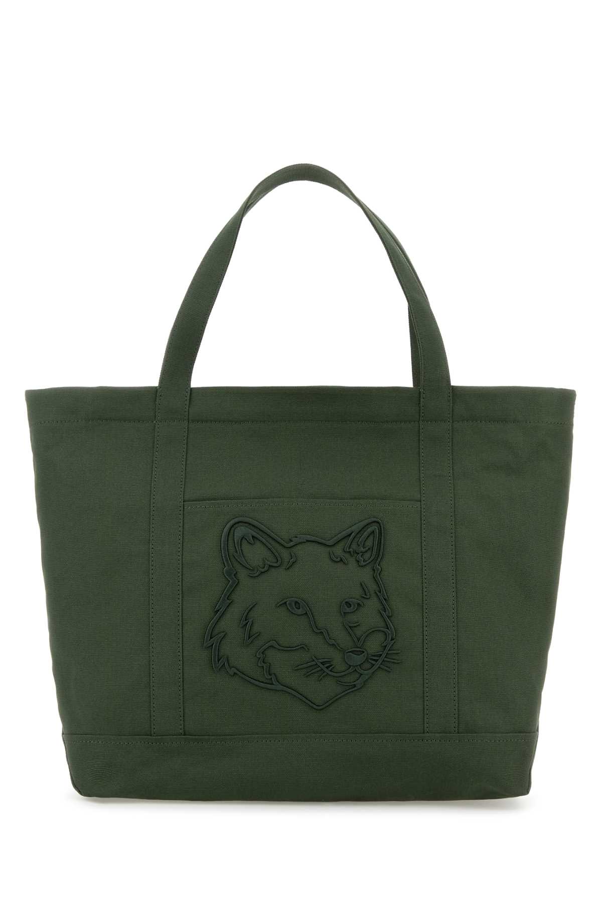 Maison Kitsuné Dark Green Canvas Big Shopping Bag